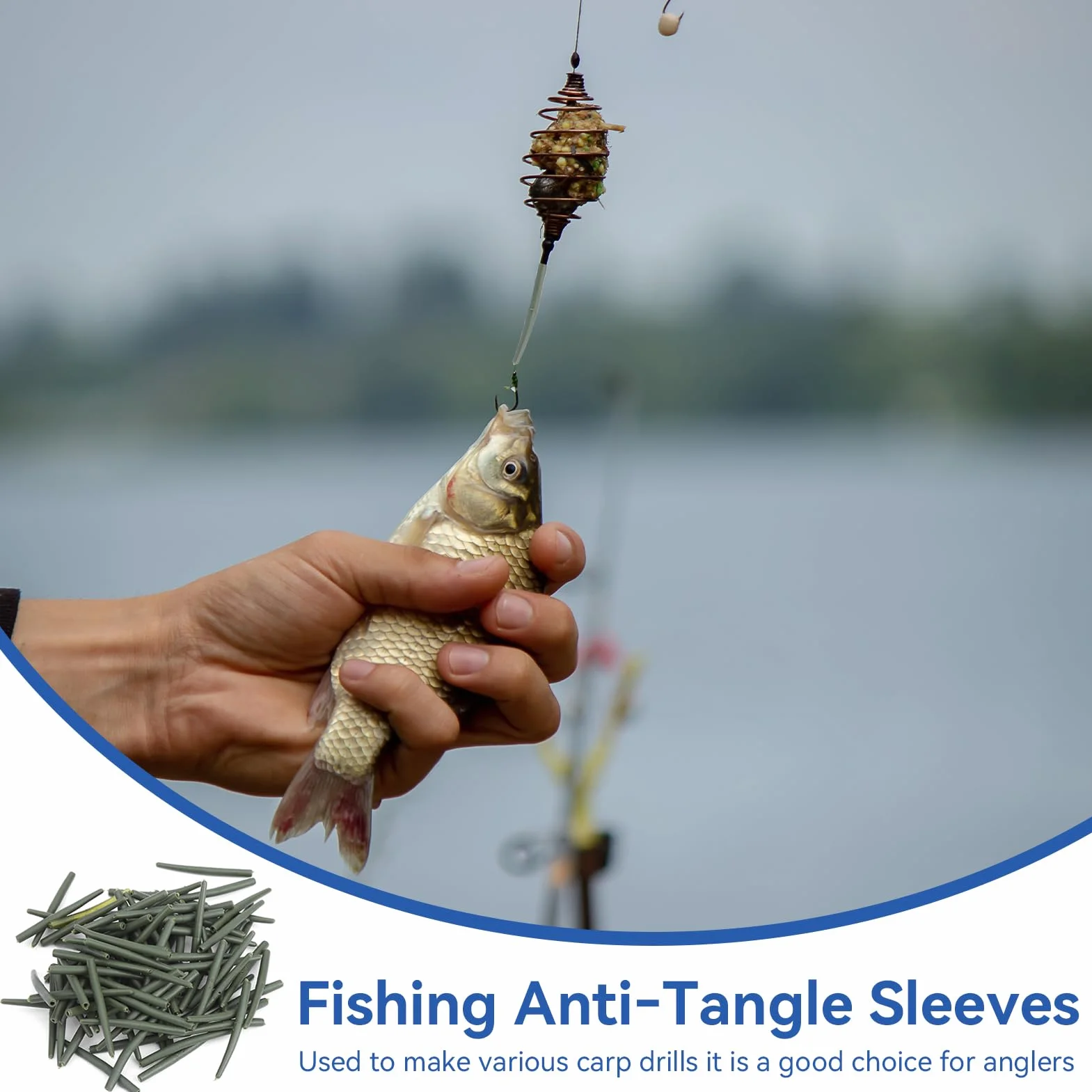 HERCHR Pesca Mangas Anti Enredo 100 Piezas Tubos de Goma 36 mm Anticorrosión
