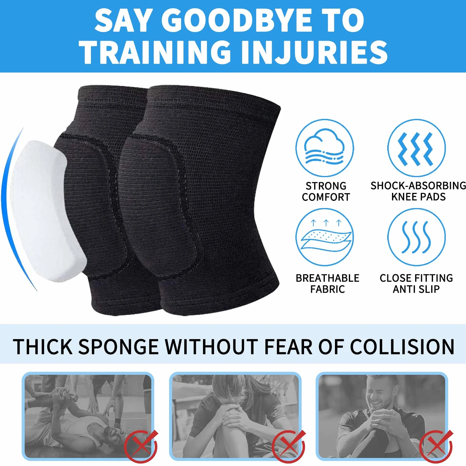 Cool Night Black Rodilleras Balonmano Manguitos Voleibol Equipo Protección Deportivo Accesorios