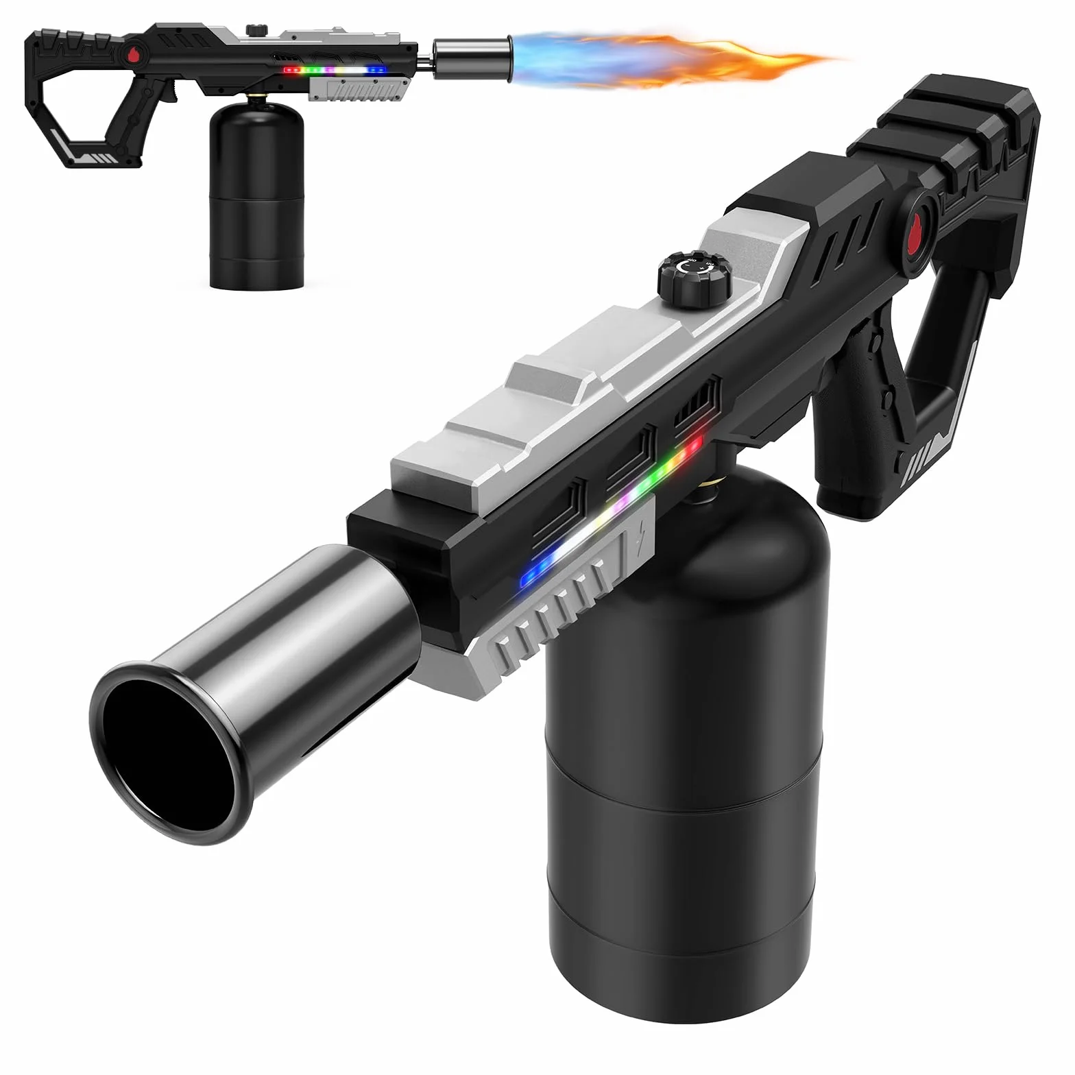 Sondiko Potente pistola de antorcha de propano, luz LED montada en la parte delantera, regalo para hombres | Lanzallamas ajustable, pistola de soplete resistente para asar filetes, barbacoa, Sous Vide, camping, iniciador de carbón