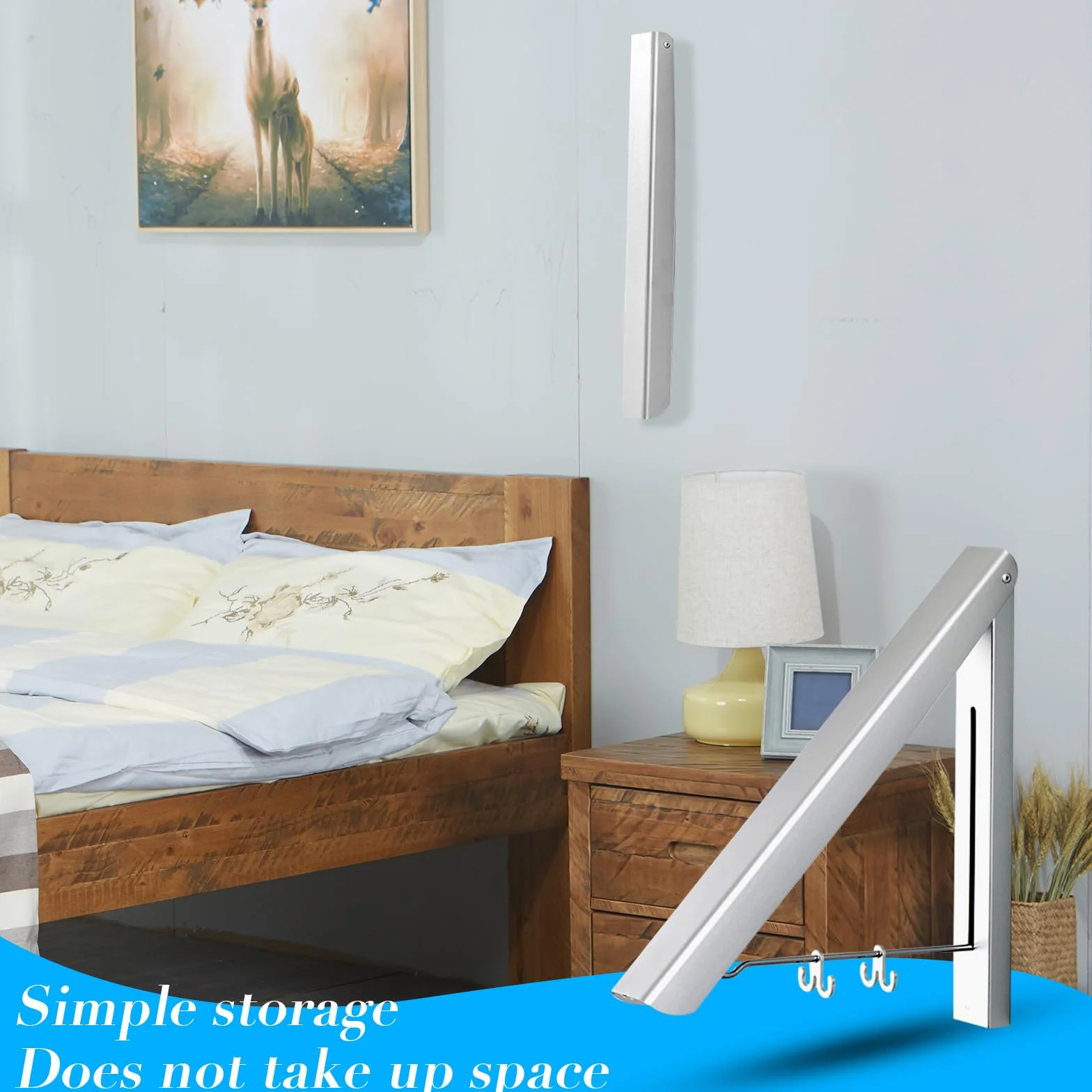 Percha Plegable De Secado Retráctil, Percha De Pared De Aluminio Organizador Plegable, Perchero Plegable De Aluminio Con Ganchos, Ahorrar Espacio para Lavadero, Dormitorio, Balcón, Baño