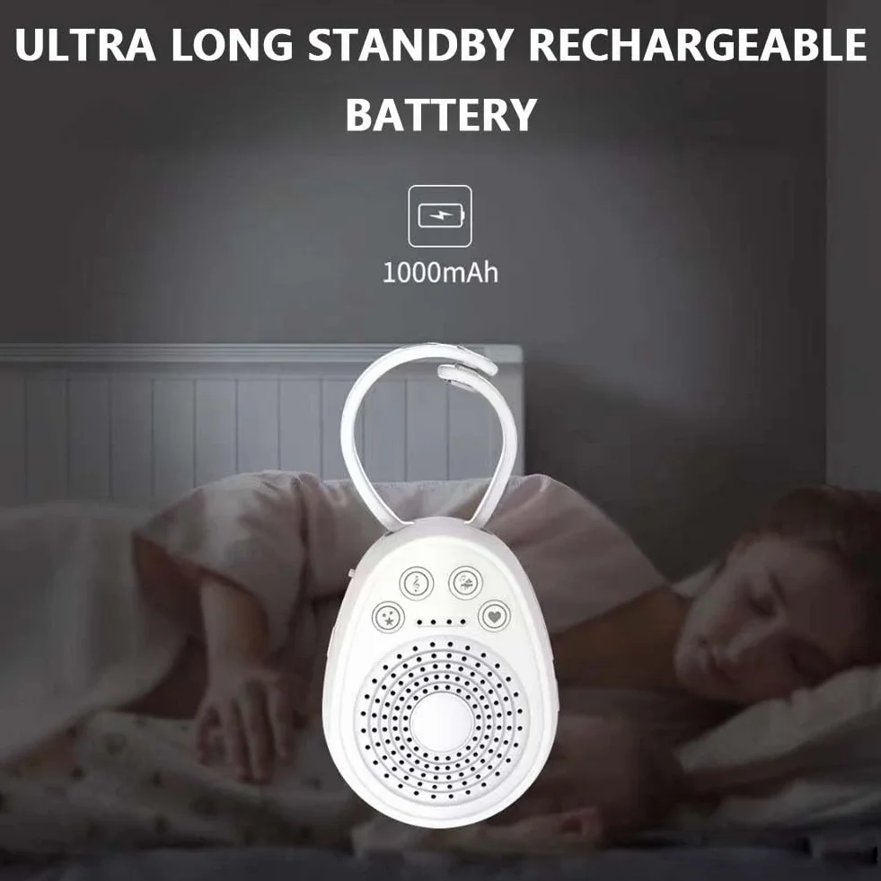Máquina de Ruido Blanco Portátil Recargable 20 Sonidos Relajantes 1000mAh Temporizador para Dormir