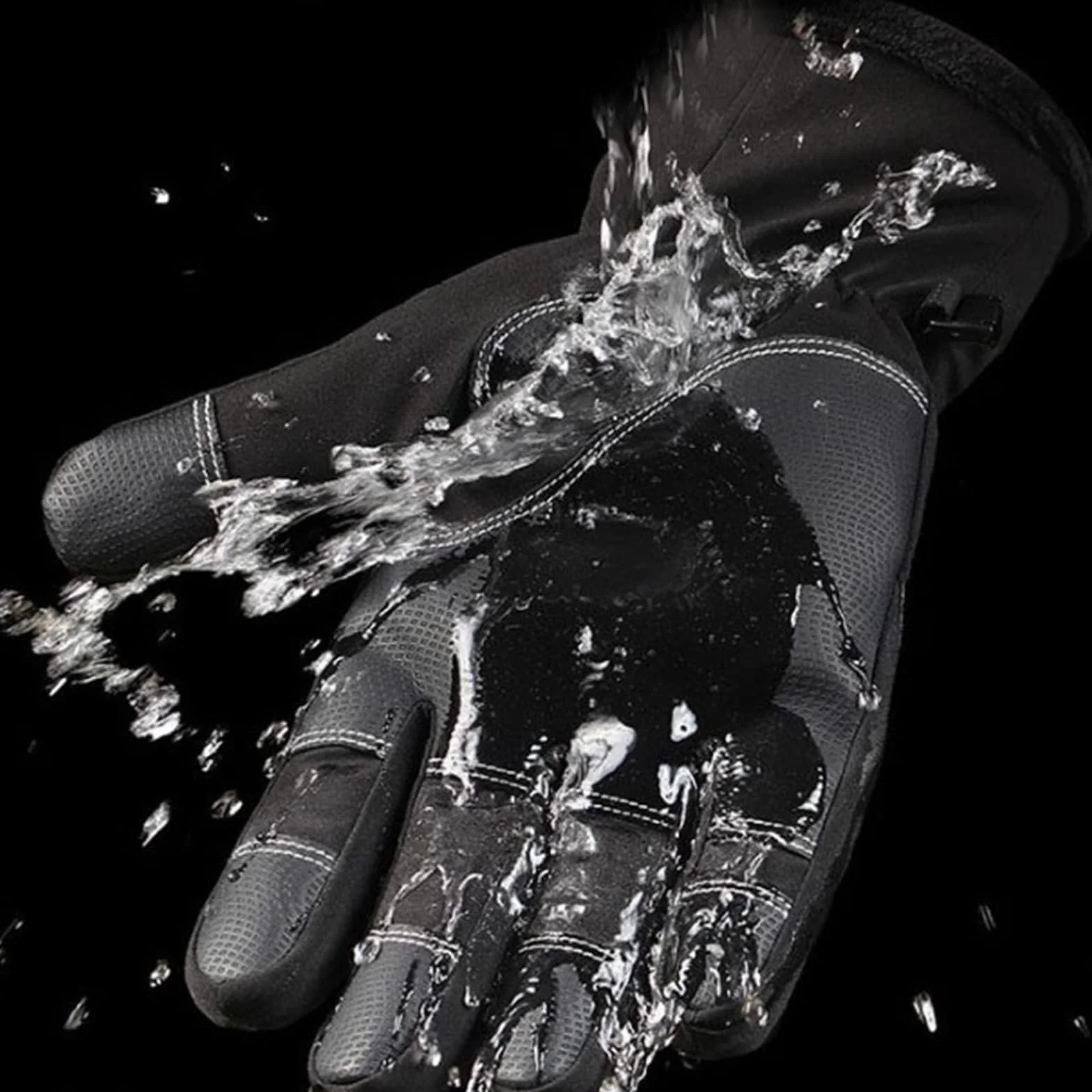 HERCHR Guantes de Pesca Impermeables Térmicos con Pantalla Táctil 2 Dedos Cortados para Ciclismo Invierno Kayak Negro