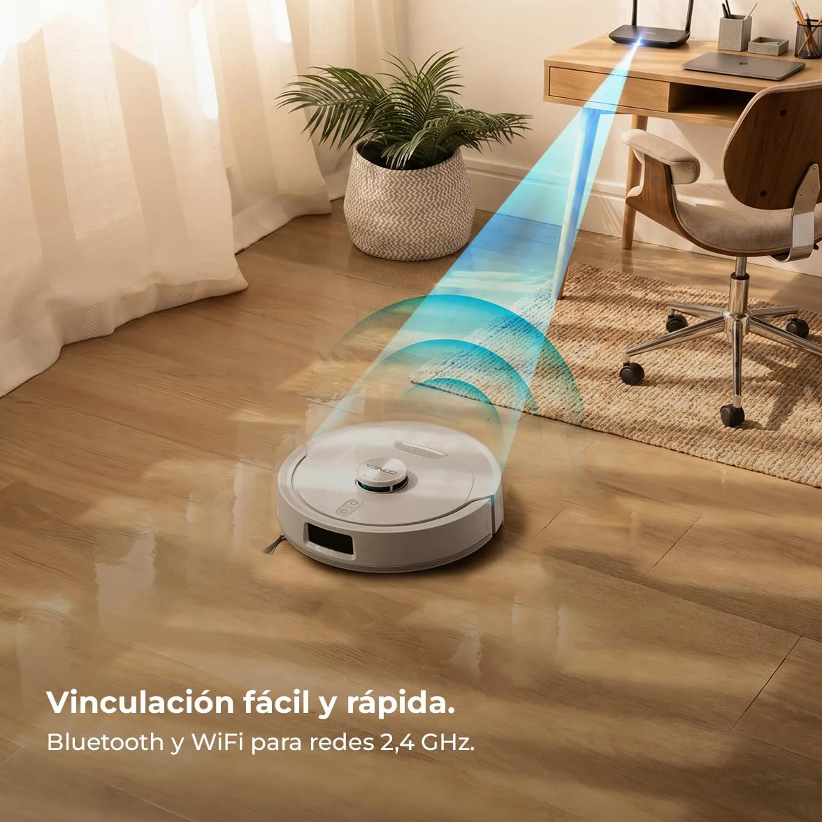 Cecotec Robot Aspirador - Base Autovaciado 3L - IA y Navegación Láser - 25000Pa - Conga Y90 Pearl. Autonomía 240mins en Modo Eco, Cepillo Silicona, Ideal Casas Mascotas, Bluetooth y WiFi, 2 Mopas