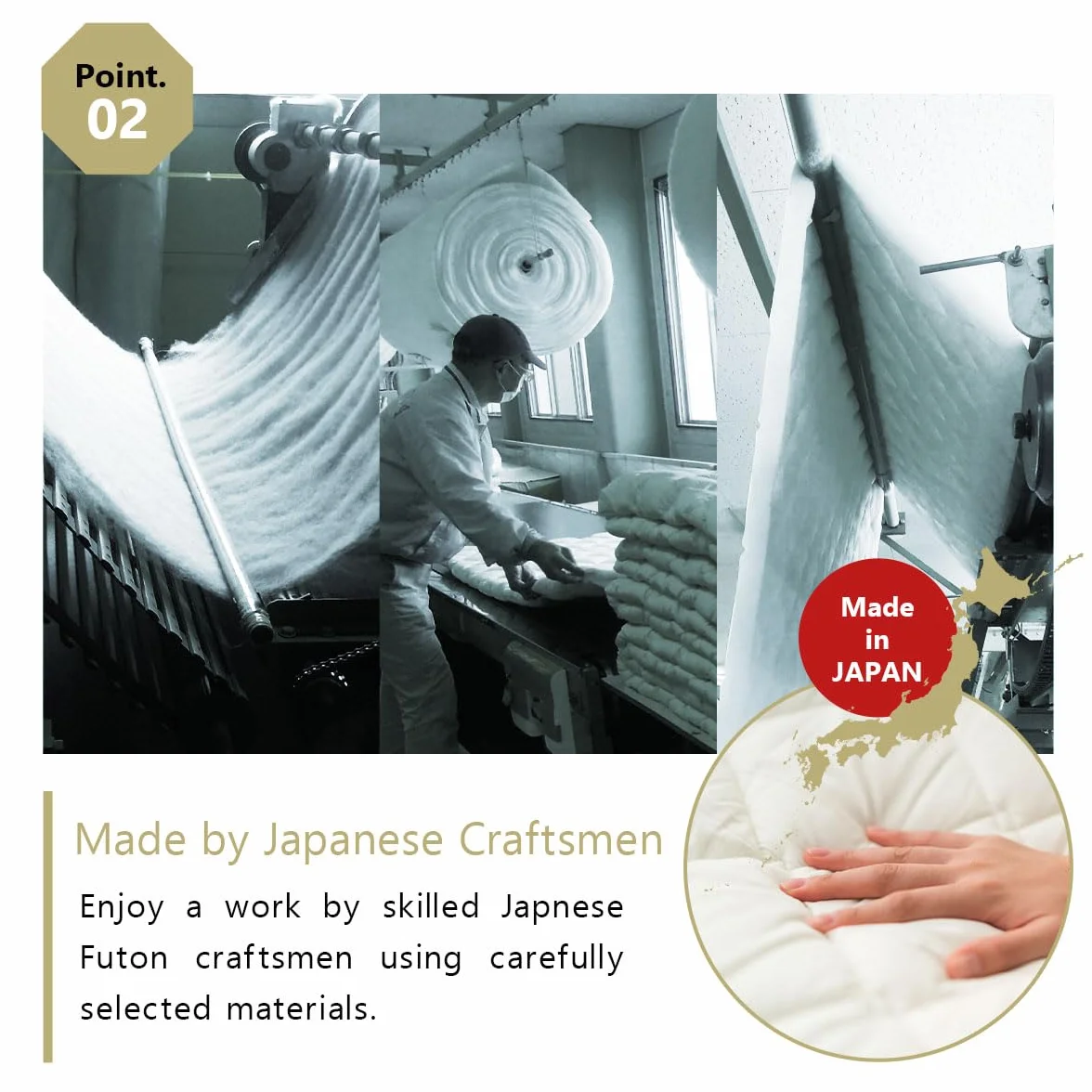 EMOOR Conjunto de Colchón Futón Japonés y Tatami Plegable Premium CLASSE 100 x 200 cm, Tapete para Piso Sikibuton Igusa Natural