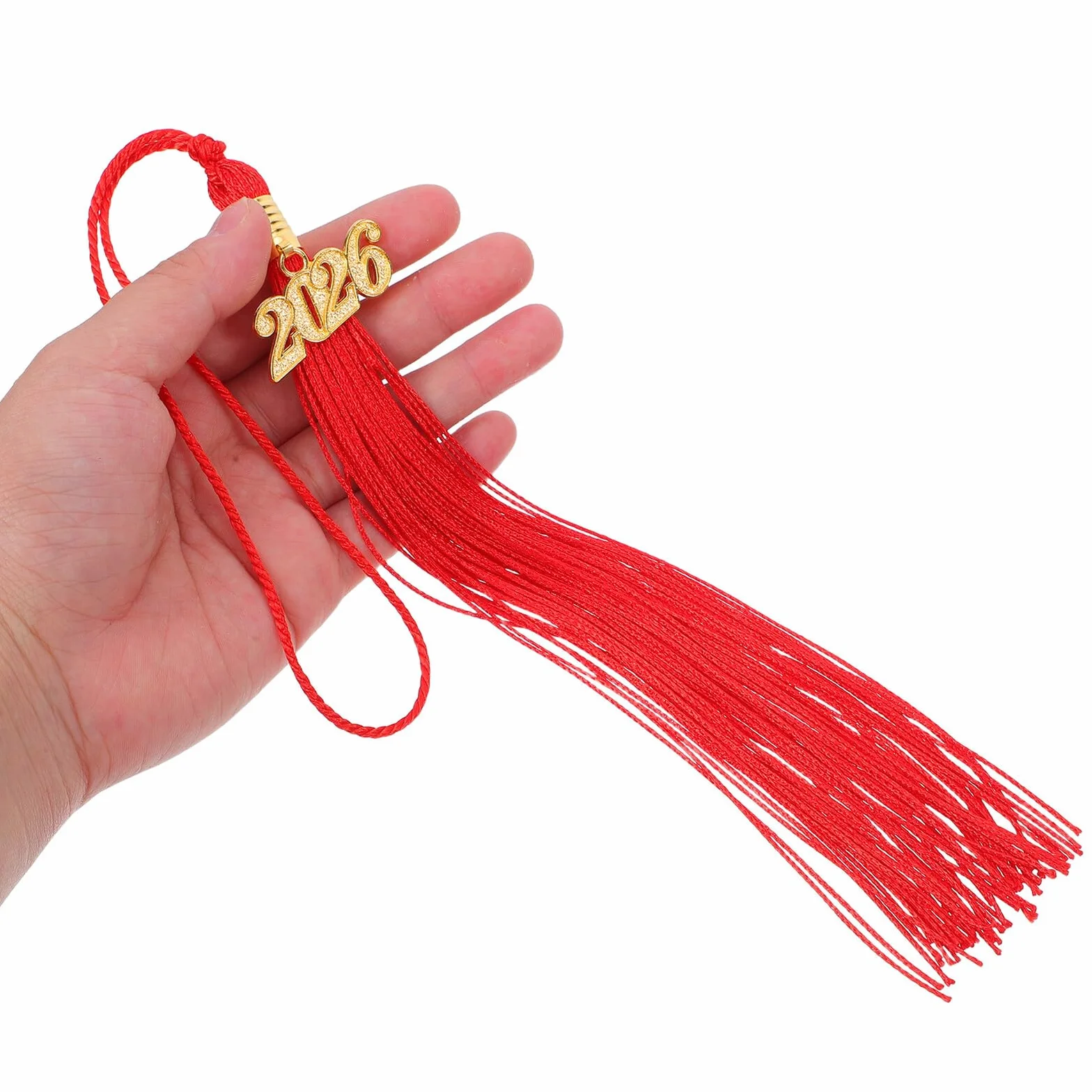 CALLARON 12 Piezas Borla para Birrete de Graduación Roja 2026 con Dije Decorativo, Material de Poliéster y Aleación de Zinc, Accesorio Reemplazable para Temporada de Graduación