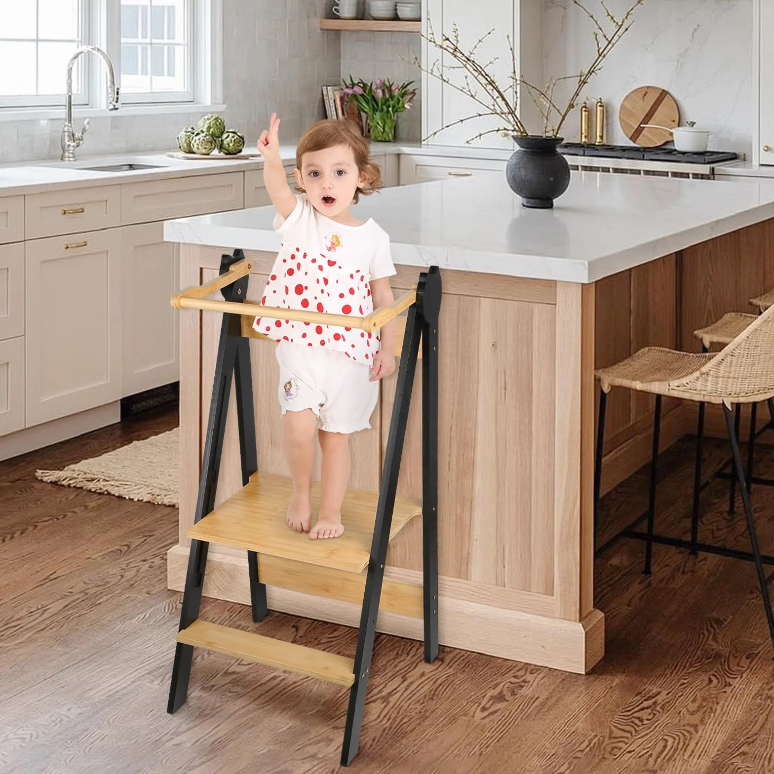 Torre de Observación Montessori para Niños con Estantes Ajustables 88x45x45 cm Café Negro