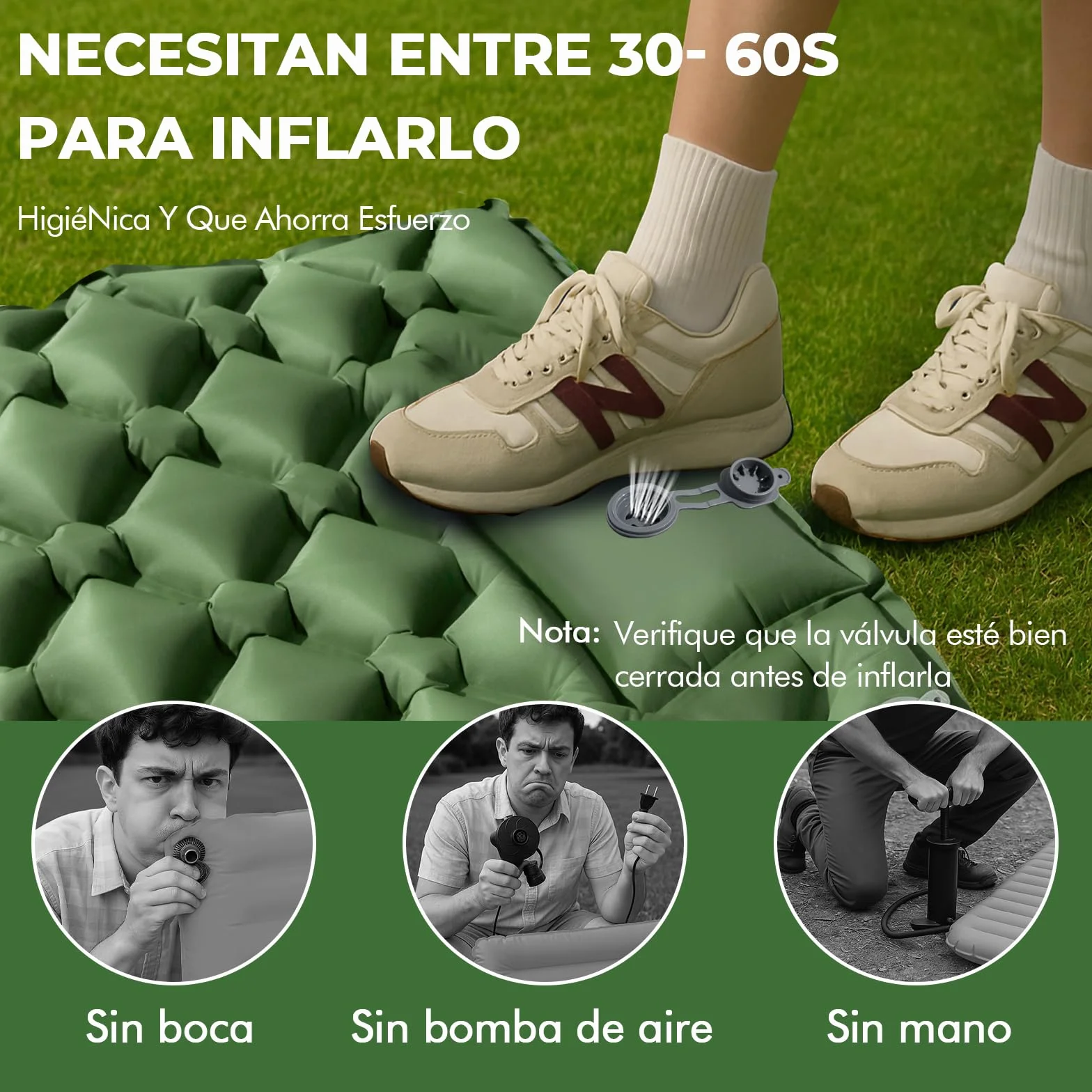 LENDOO Colchoneta Autoinflable Camping Ultraligero con Almohada y Bomba