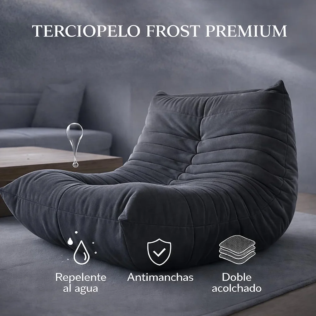 Aiire Puff Salon de Lujo Vintage - Sillón de Diseño Francés en Tejido Premium Antimanchas - Sofa Puf Gigante con Relleno Incluido - Bean Bag Chair XXL Moderno - Diseñado en España