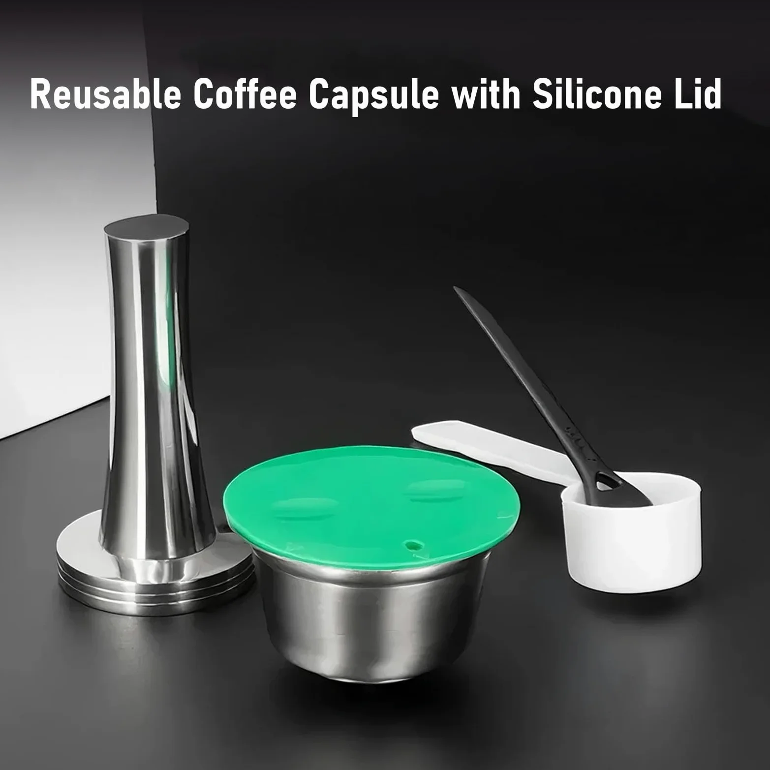 Fdit Juego Reutilizable de Cápsulas de café de Acero Inoxidable para una Experiencia de café Personalizada con Prensador y Cepillo de Limpieza - 1 Unidad