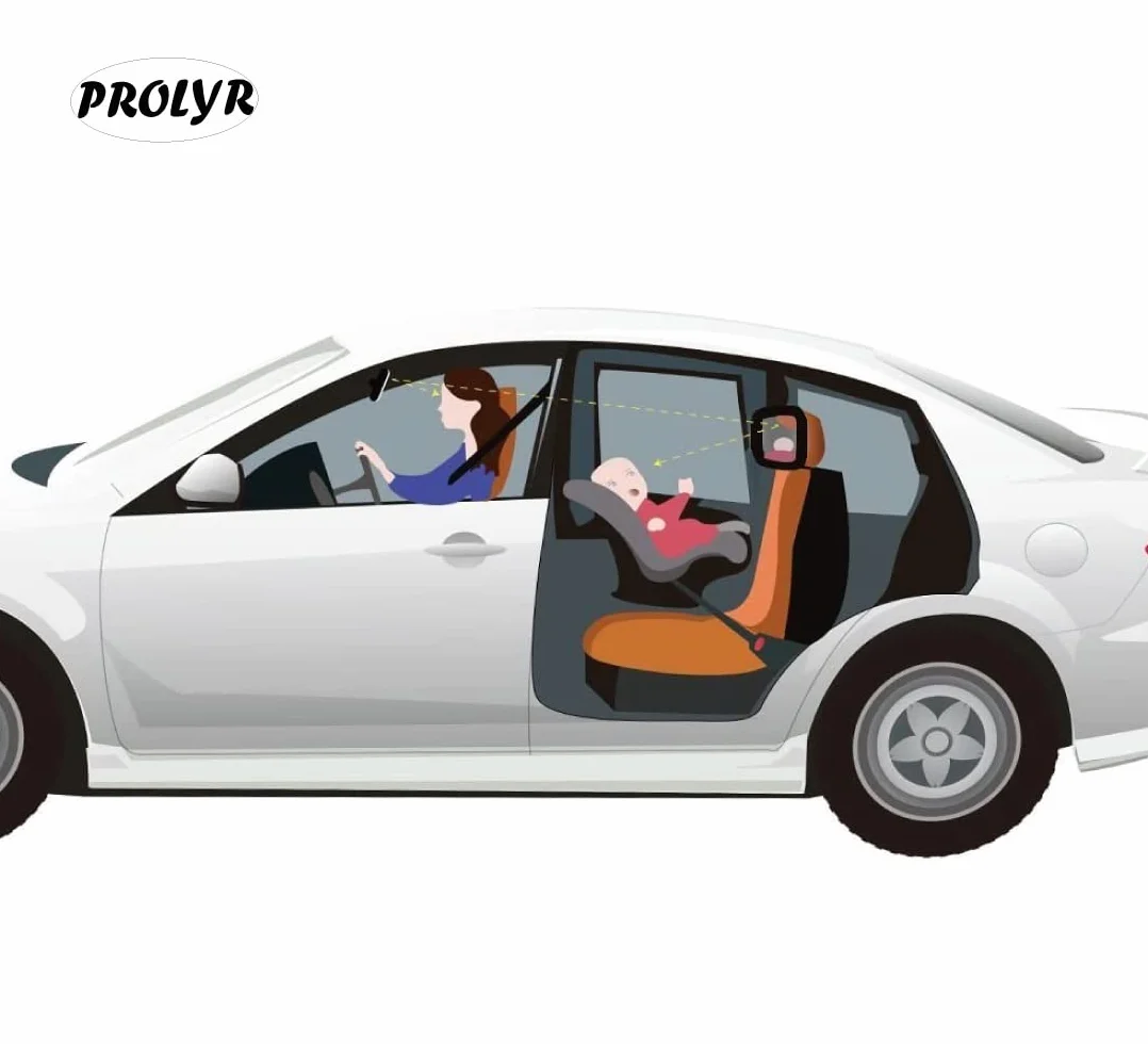 Espejo retrovisor coche bebé - Espejo asiento trasero coche para ver al bebé fácilmenlte, Gran visión, Seguro e Irrompible, Instalación rápida, Universal, Nuevo diseño (Negro)