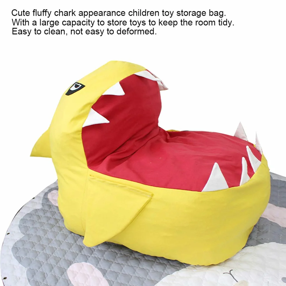 Silla de bolsa de frijol de almacenamiento de animales de felpa, sofá organizador de juguetes de peluche suave para niños adultos de talla grande 31,5 x 31,5 x 19,69 pulgadas (sin relleno) (amarillo)