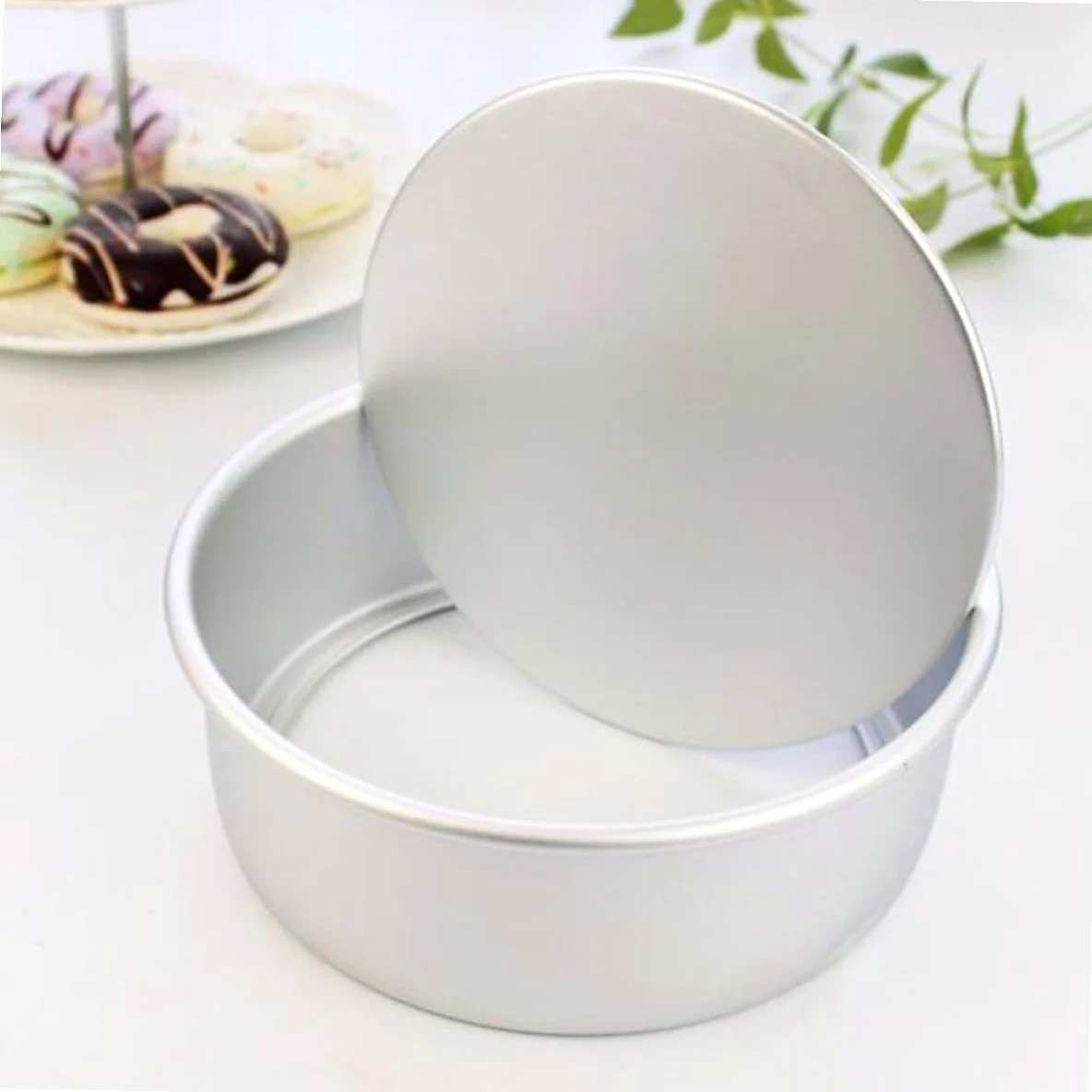 Molde Redondo para Pastel de Aleación de Aluminio 6 Pulgadas 4 Piezas | Fondo Extraíble, Superficie Lisa, Antiadherente, Plata, para Capas y Pudín