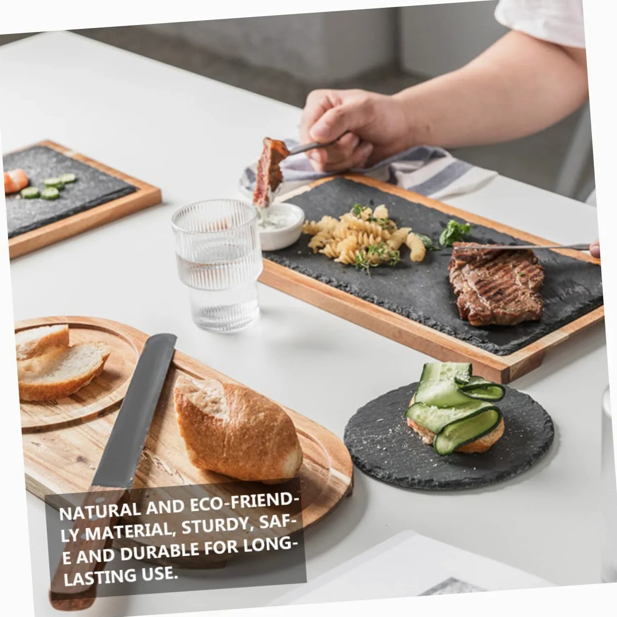 1 Pieza Bandeja De Cocina Occidental Con Servicio Bandejas Placas Para Servir Elegante Lámina Bandeja Platos Tablas De Embutidos Bandeja Decorativa Junta Negro Acacia