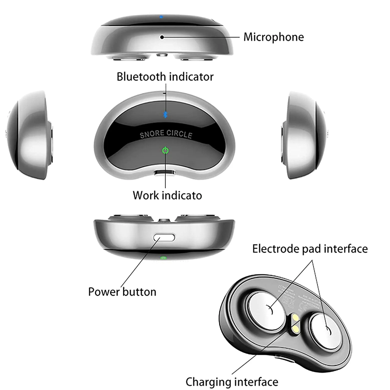 Inteligente Dispositivo Anti ronquidos,Dispositivo Electrónico Aliviar Los Ronquidos,Conexión Bluetooth Dispositivo de Ayuda para Dormir,con App Registra y analiza los Datos del sueño