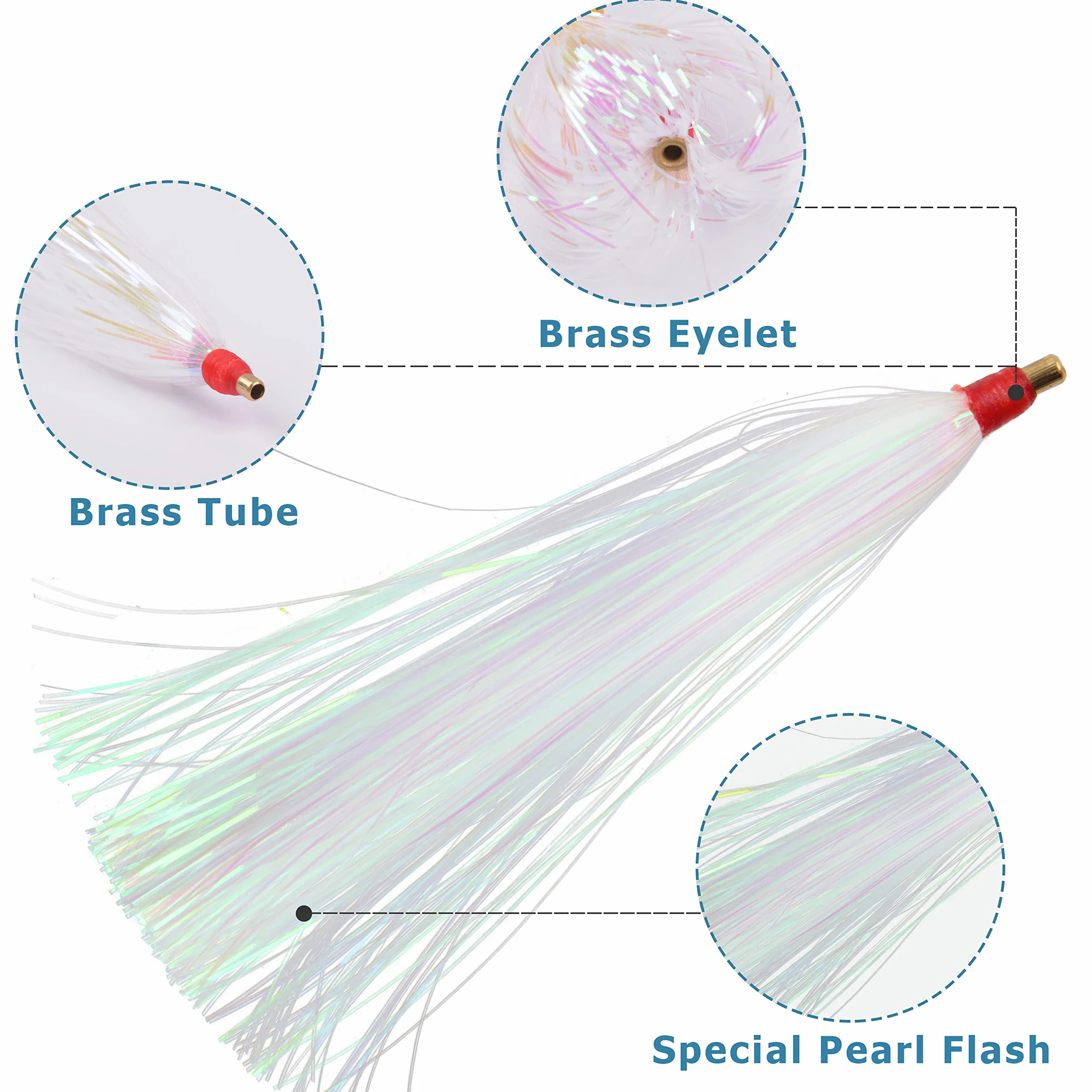 Pesca Mylar Flash Teaser Tail 9 unids Bucktail Cebo Agua Salada 3 colores