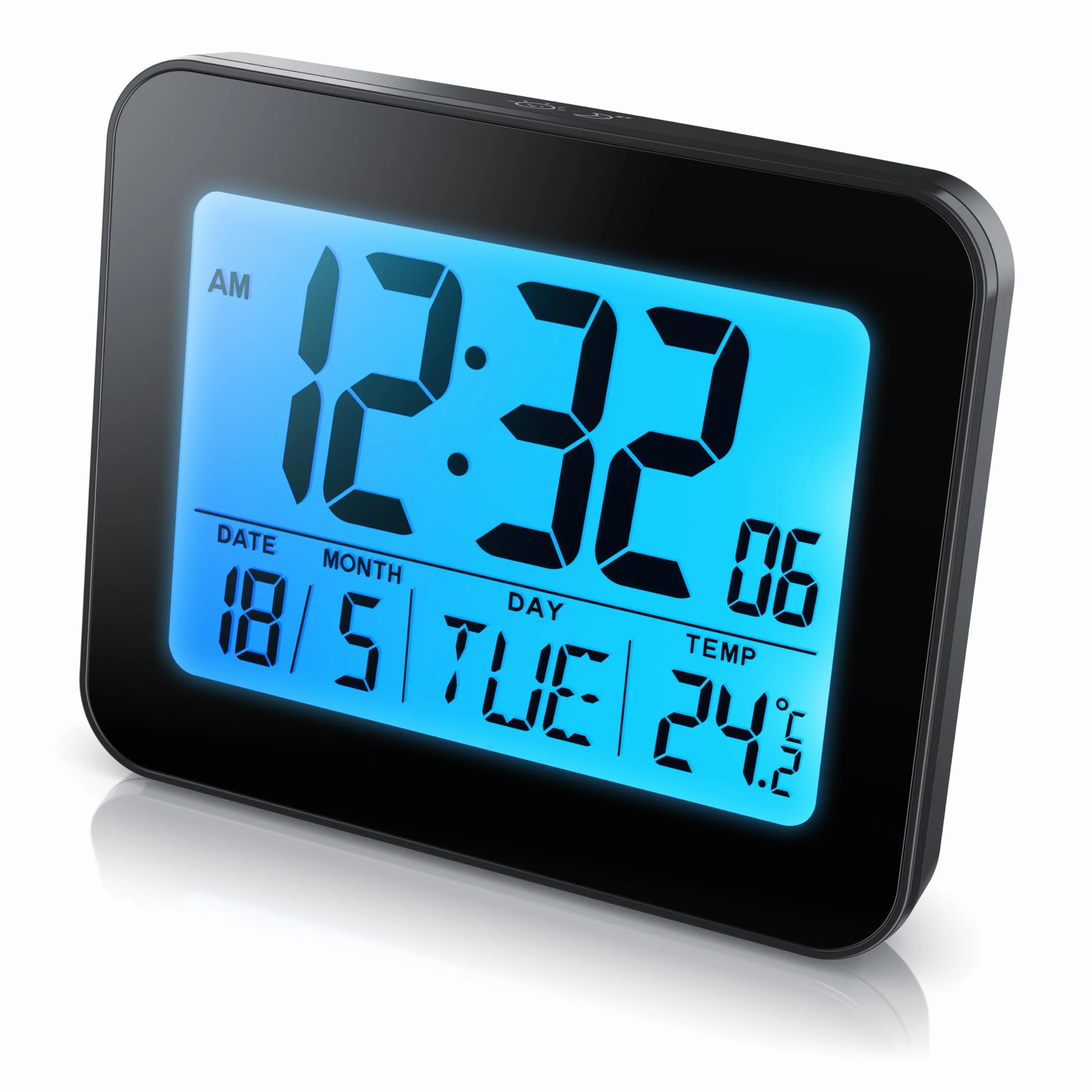 Reloj Despertador Digital con 9cm Pantalla LED de Temperatura Fecha y día, Alarm Cloc Snooze Termómetro Formato 12/24 Horas, Reloj Digital de Mesa de Viaje para Sala de Oficinas Familiares