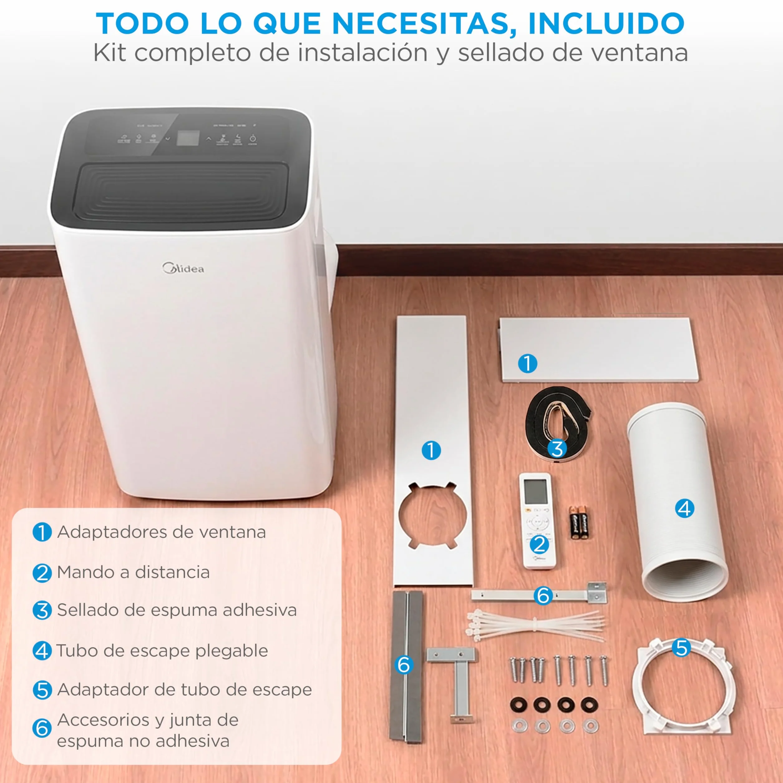MIDEA Pingüino Aire Acondicionado Portátil Frío y Calor 3000 Frigorías / 12000 BTU - Climatizador silencioso con bomba calor 3500 W Air conditioner 4 modalidades con kit de ventana y control remoto