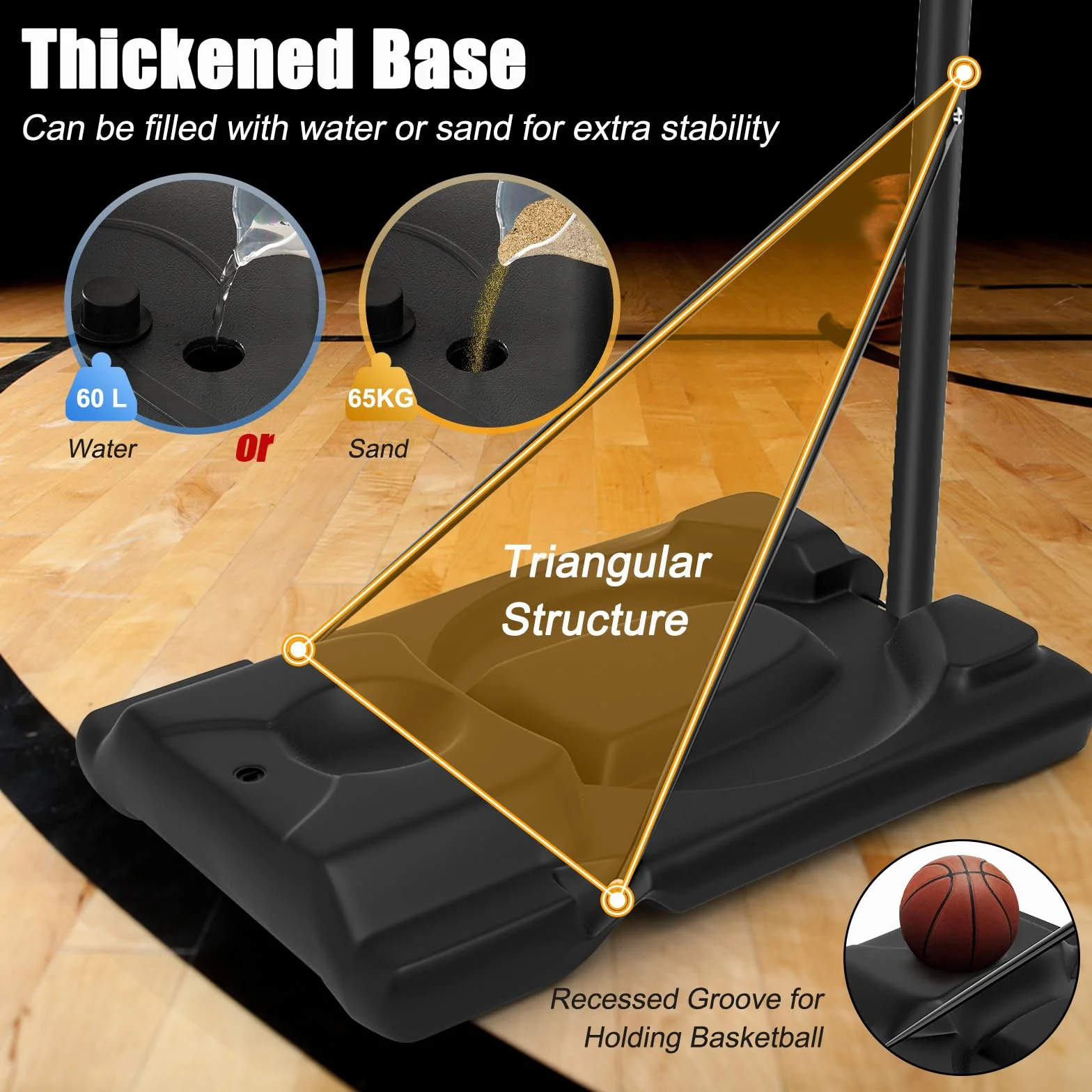 Canasta de Baloncesto Ajustable 180-305 cm, Soporte Portátil con Base Rellenable y Ruedas para Niños y Adultos