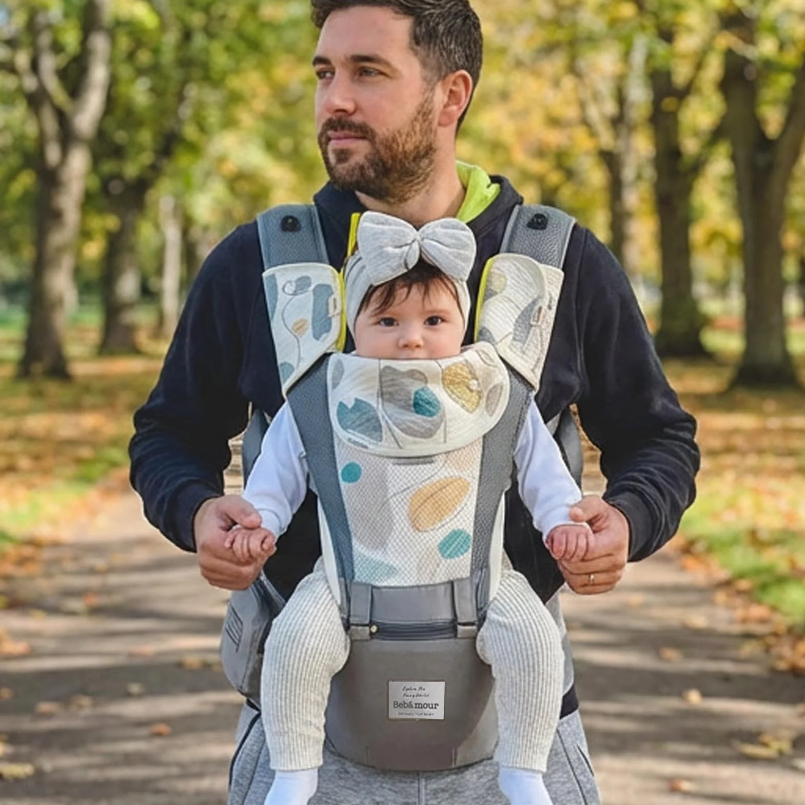 Bebear Bebamour Portabebés 0-36 meses Mochila Portabebés Malla Aire 3D Recién Nacidos Niños Pequeños Baby Carrier 3D Air Grey