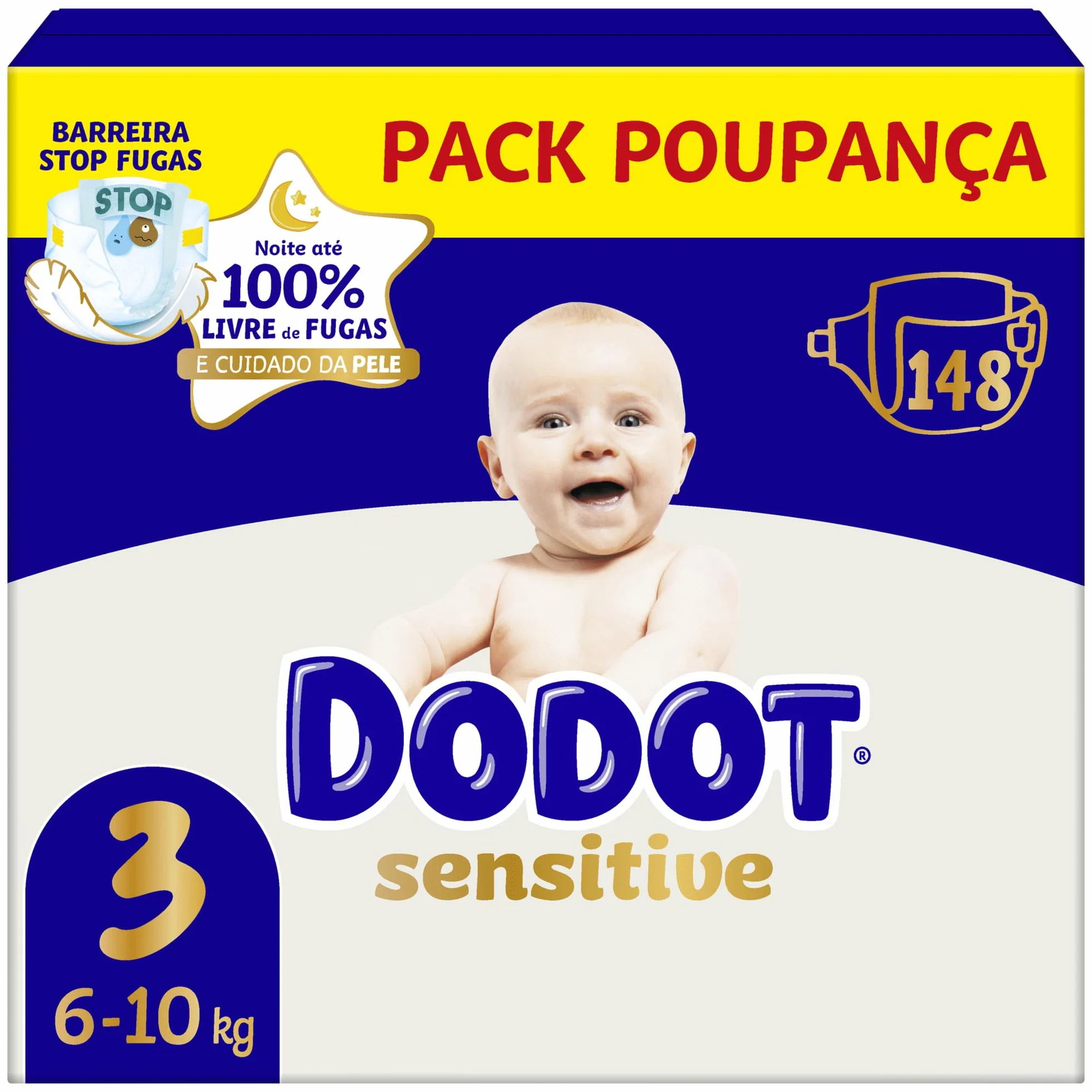 Dodot Sensitive Talla 3 (6-10 kg) Mega Pack 148 Pañales