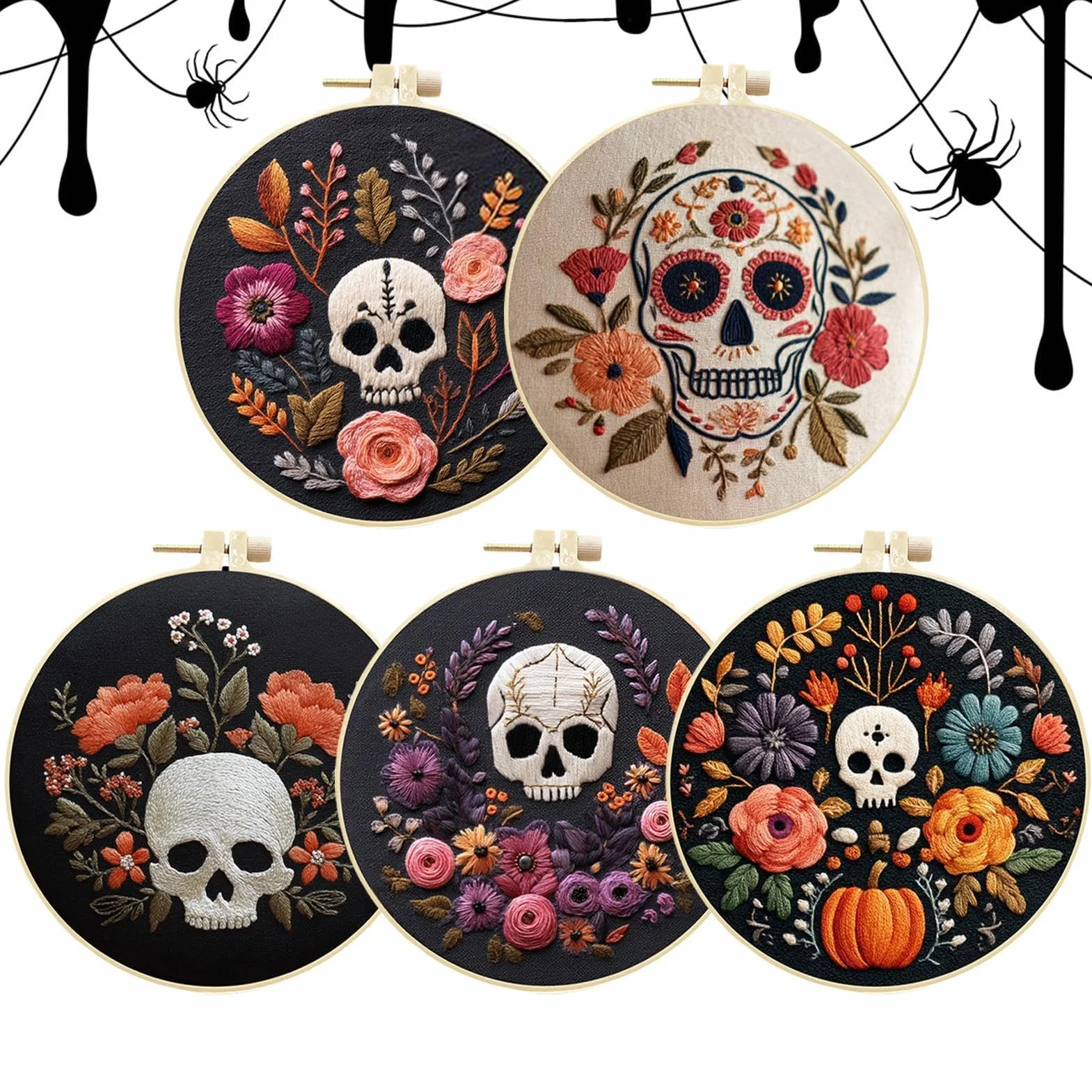 Bordado Halloween Sets Completos de Manualidades de Práctica | Kit de Bordado Halloween con Aguja e Hilos para Adultos Mujeres Mamá Esposa Familia Amigos Entusiastas Manualidades