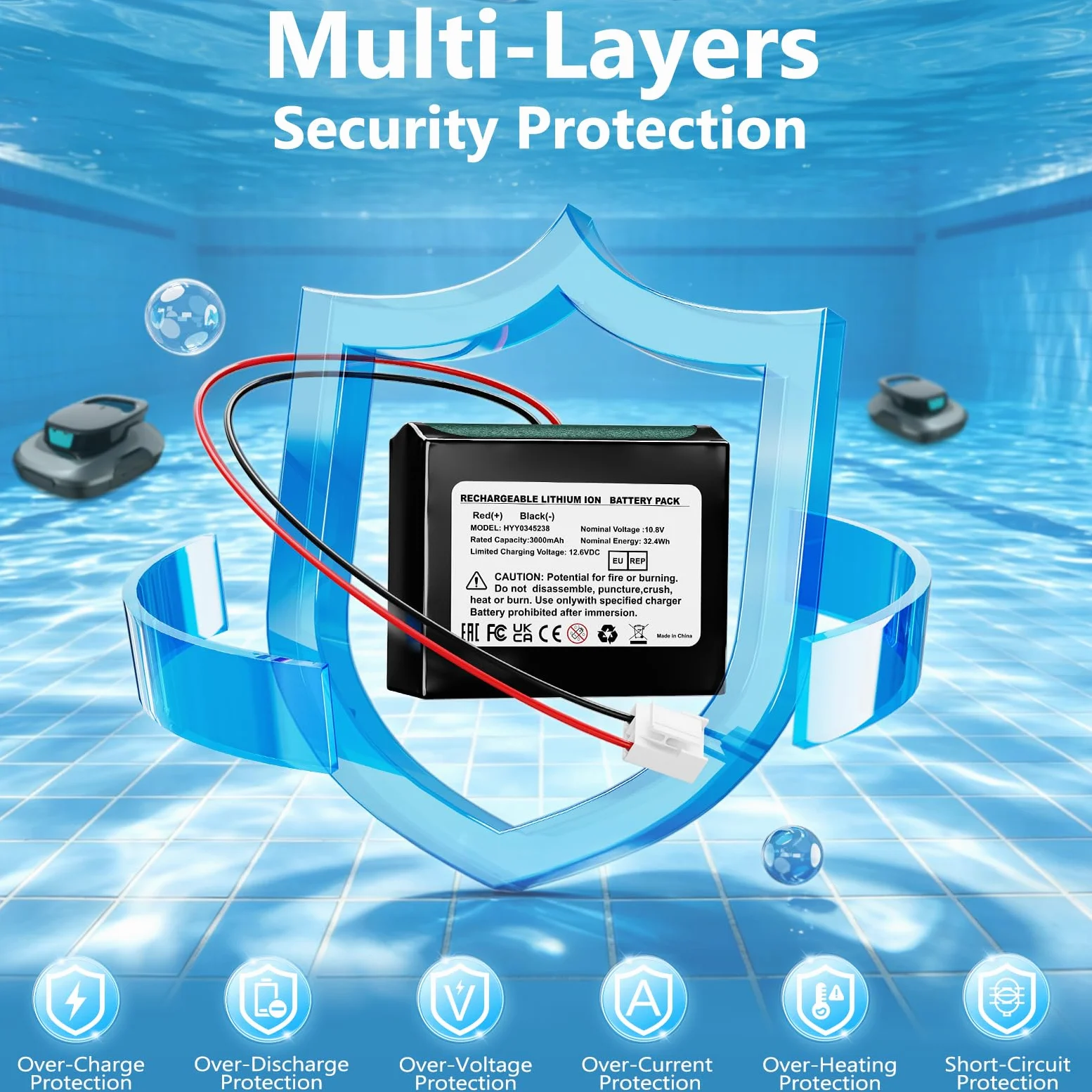 Scuba SE - Batería de Repuesto para Robot de Piscina inalámbrico Scuba SE | 3000 mAh, 32,4 Wh