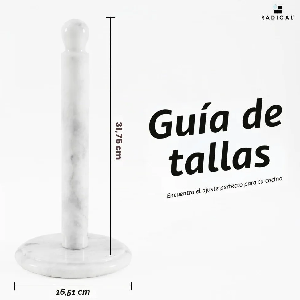 Radicaln Portarrollos de Cocina de mármol Blanco para encimera: Soporte de 12,5 Pulgadas para baño y Cocina, Pieza Artesanal encimera.