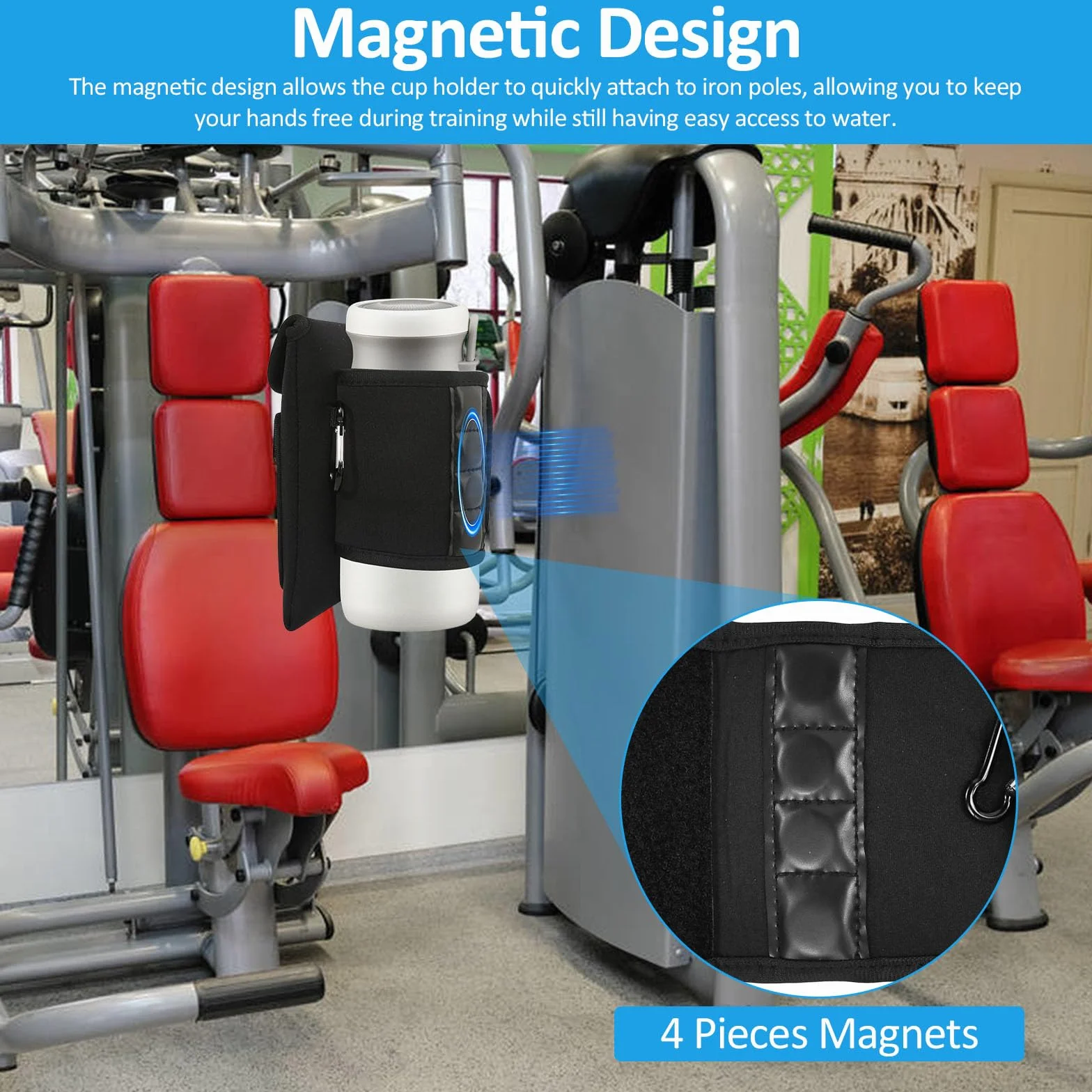 Magnet Bolsa de Gimnasio Magnética Pequeña con Mosquetón para Deportes Viajes Fitness