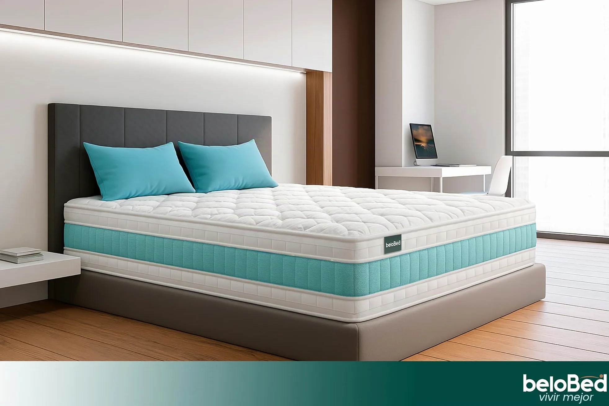 Colchon con Viscolastica 160x200 Alto Confort. Reversible Doble Cara. Cara Invierno/Verano. Firmeza Media. Higiénico y Transpirable. Nucleo de Muelles Ensacados. Livedream Hybrid Altura 30 cm
