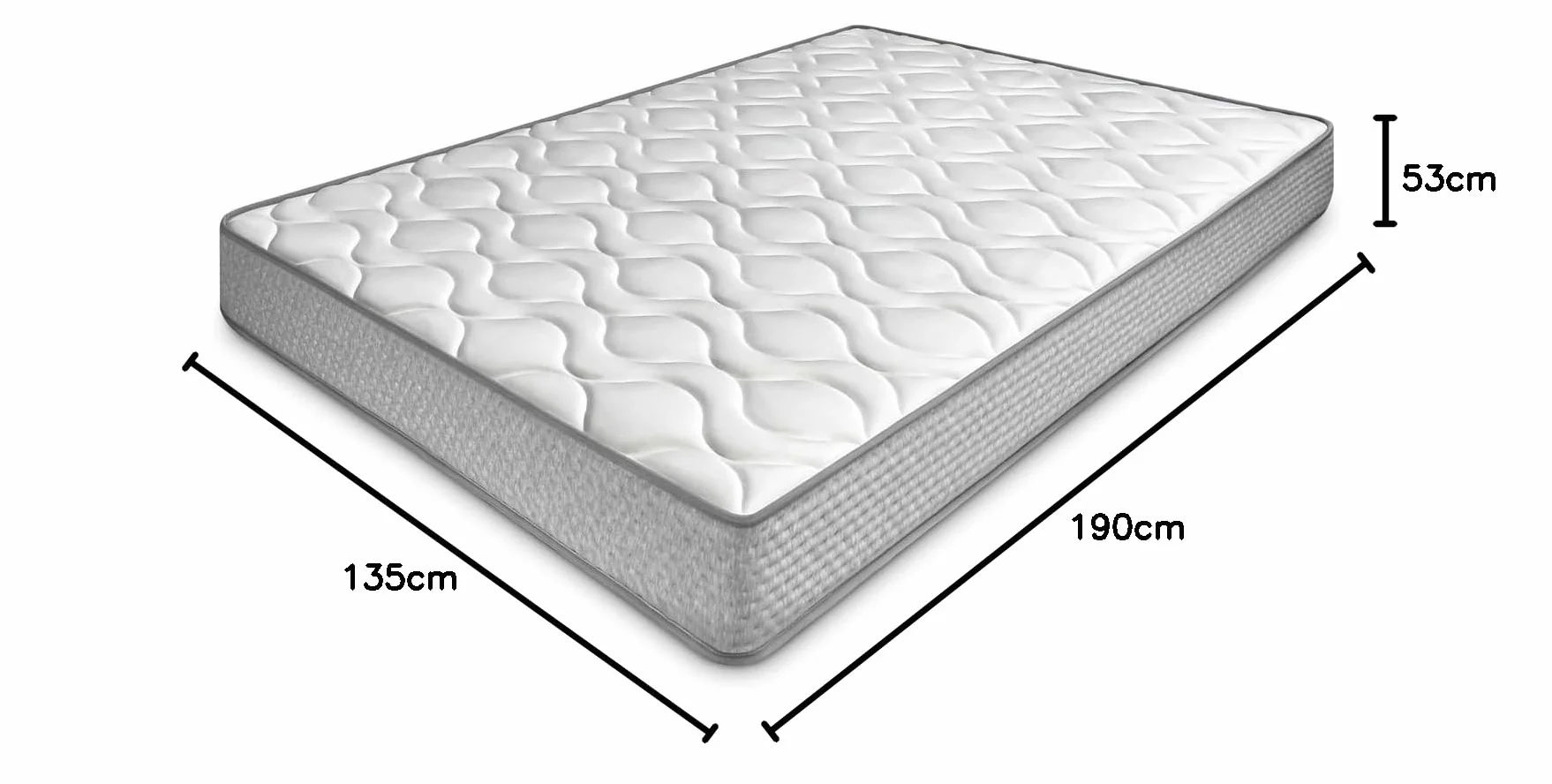 amuéblate Online - Cama Completa con Colchón Carla Reversible + Base Tapizada Extra Resistente con 6 Patas Cilíndricas Metálicas Roscadas, 135 x 190, Gris Oscuro