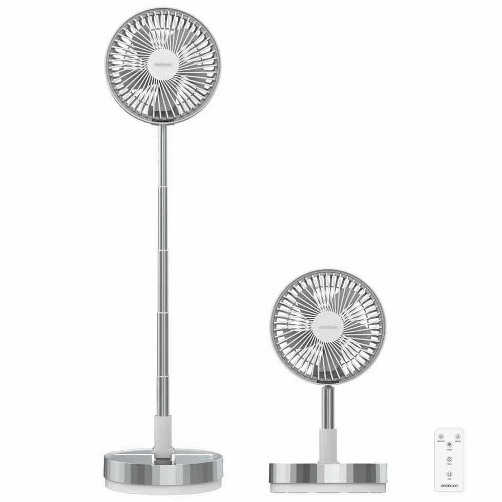 Cecotec Ventilador Portátil Plegable con Mando a Distancia EnergySilence 800 FoldAir Portable Control. Batería 7200mAh, Extensible, Oscilación Automática, 8 Pulgadas, 4 Velocidades