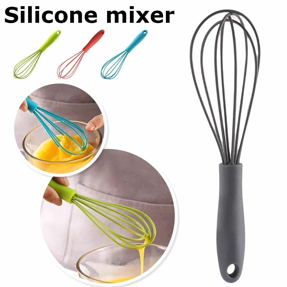 Varilla de silicona genérica, acero inoxidable + silicona, 17 * 4.3cm/6.69 * 1.69pulgadas, gris, compacta, apta para lavavajillas, ideal para cocinar, hornear, batir