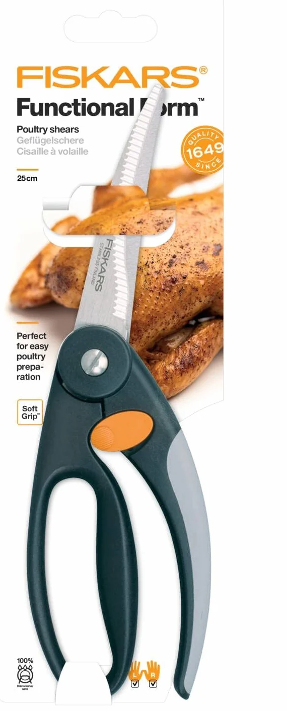 Fiskars Tijeras para aves, Longitud total: 25 cm, Acero de calidad/Plástico, Functional Form, 1003033