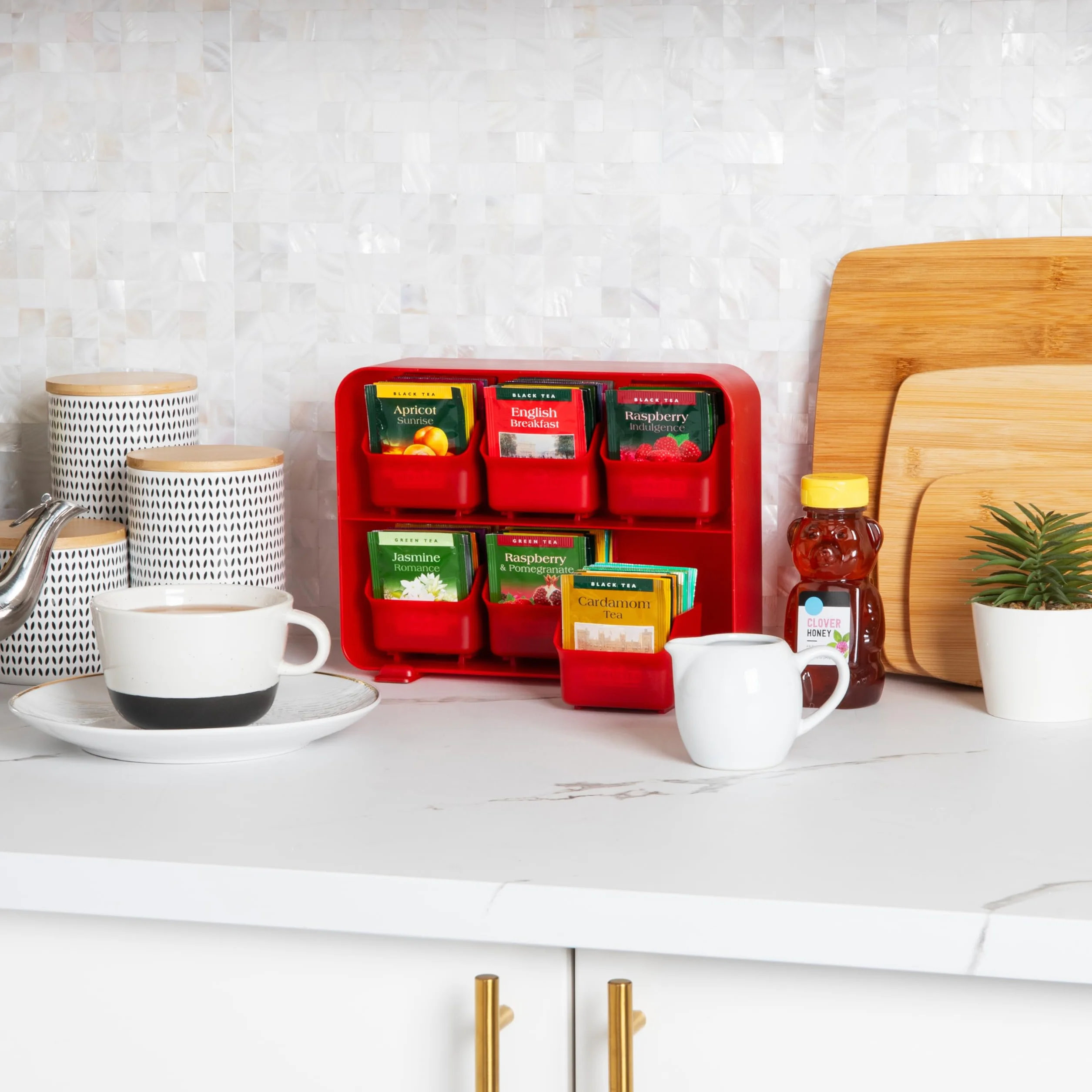 Mind Reader STBORG-RED Anchor Collection - Organizador de 6 bolsas de té, cajones extraíbles, plástico
