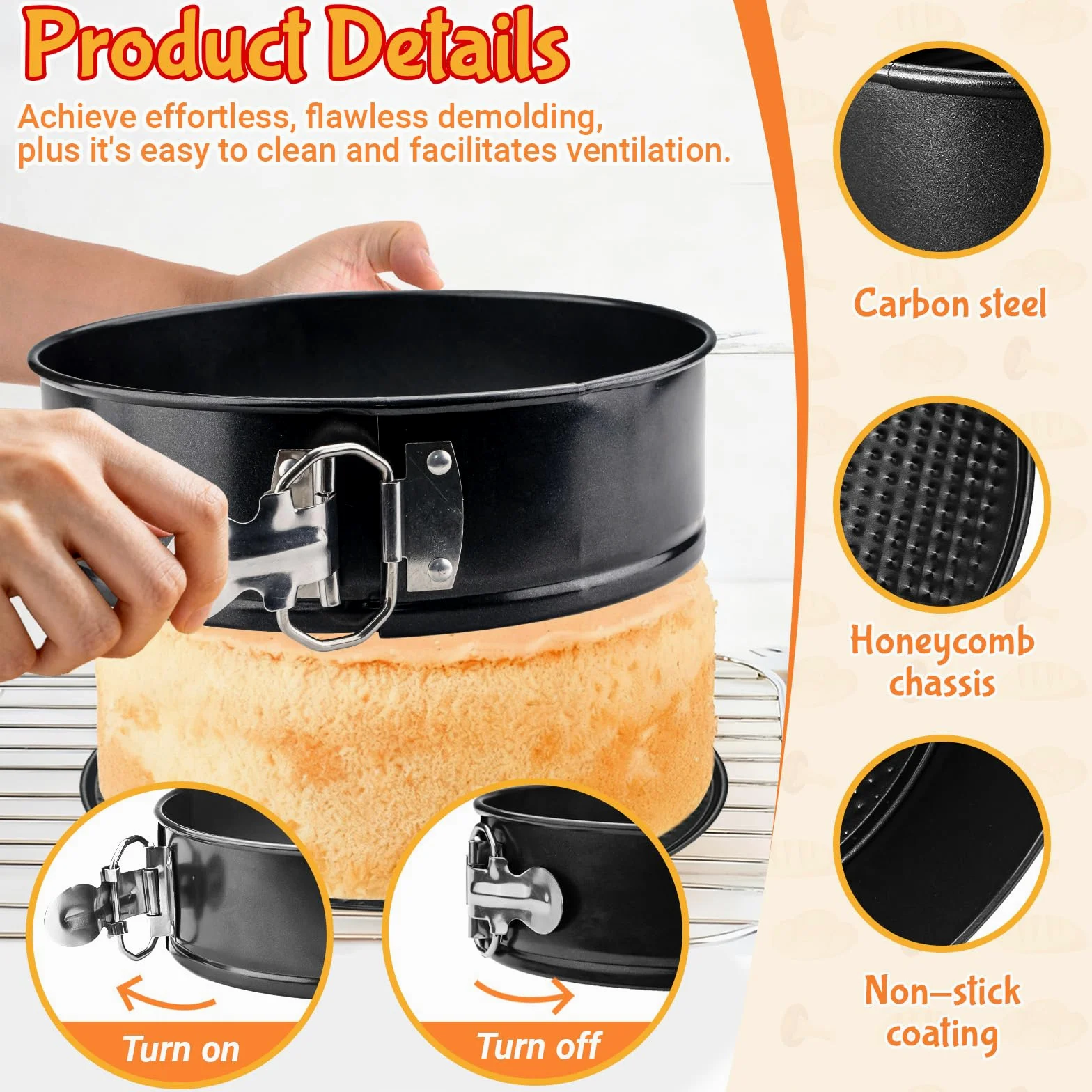 LELE LIFE Paquete de 2 moldes desmontables de 18,5 cm, antiadherentes con parte inferior extraíble, molde redondo para tartas de queso a prueba de fugas para hornear (7 pulgadas)