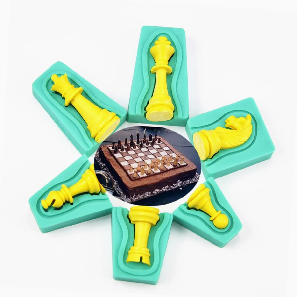 VANZACK 12 piezas Molde de Silicona Ajedrez para Chocolate y Repostería Creativas para Hornear Pasteles Moldes Seguros y Versátiles para Tartas Mousse y Gelatinas para DIY y Decoraciones
