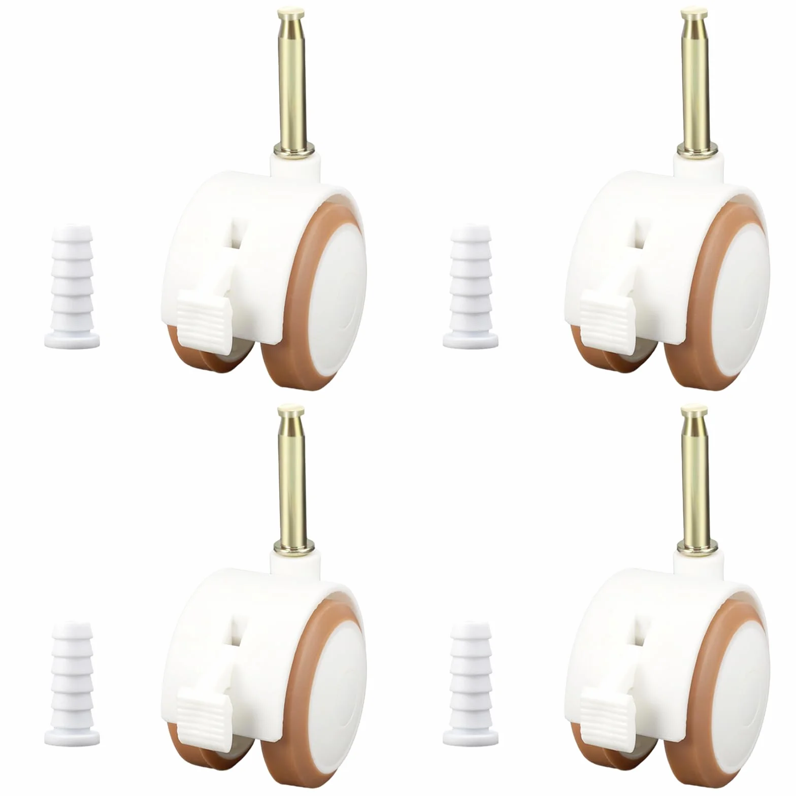 Ruedas para Cuna de Bebe con Freno Silenciosas, Universal Giratorias, 4 Piezas (Blanco)