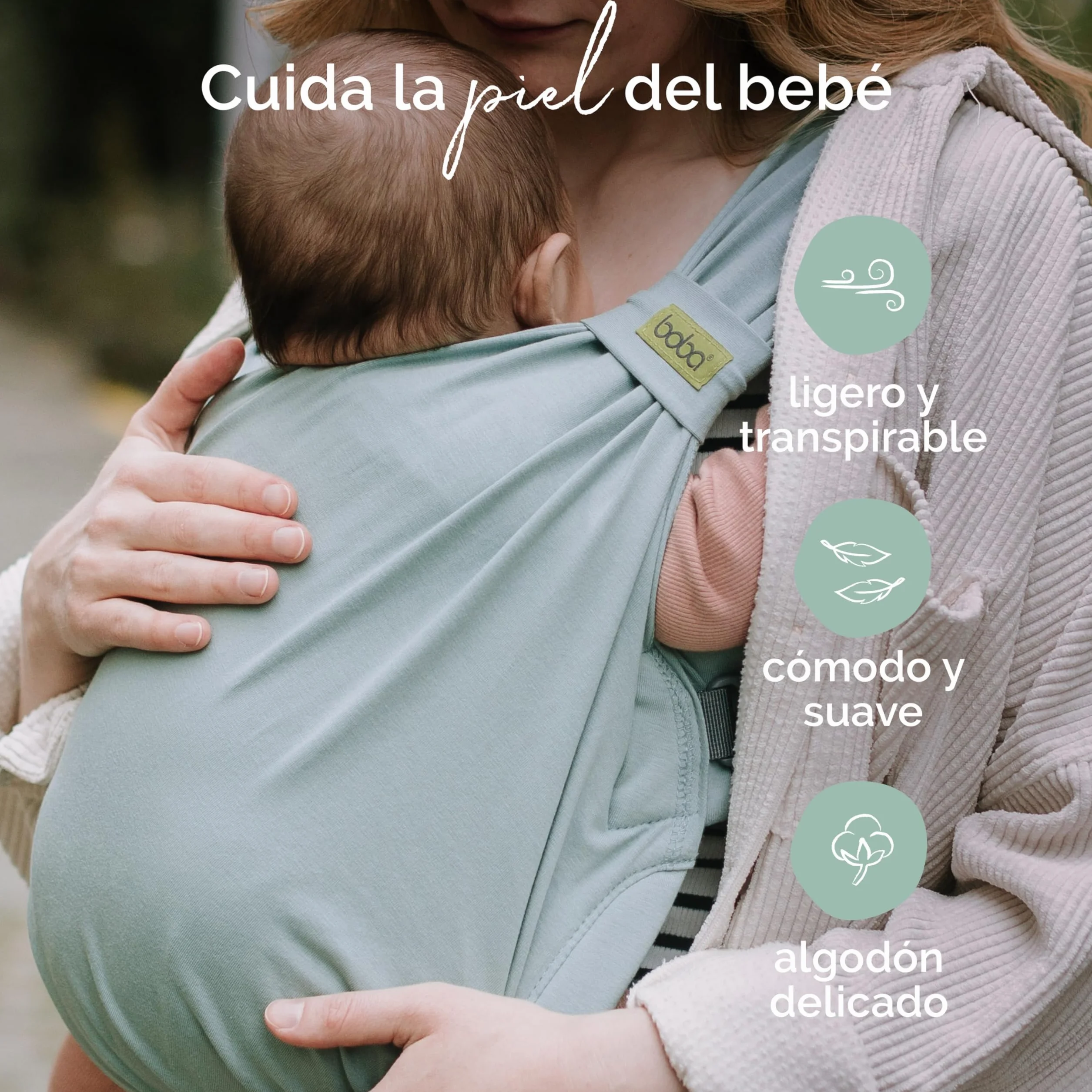 Boba Bliss Portabebés Ergonómica Mochila 2 en 1, 3-15kg Sea Mist