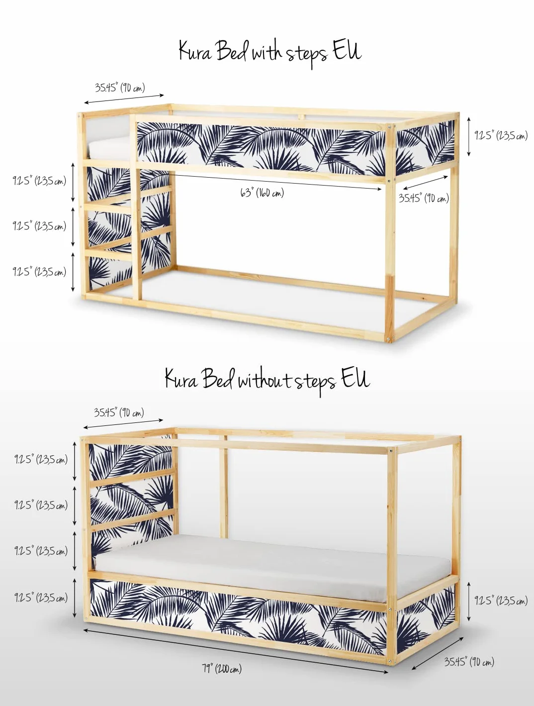 Coloray Conjunto de Pegatinas Pegatina Set Cama Kura Para Niños con Pasos - Hojas de palma tropical
