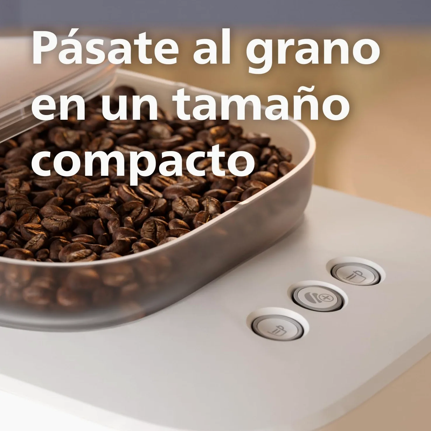 PHILIPS Baristina Cafetera Espresso Molienda, Prensado y Preparación Automáticos, 16 Bares, Espresso, Lungo, Tamaño Compacto, Blanco Natural con Portafiltro Amarillo, Cafetera con Molinillo BAR305/03