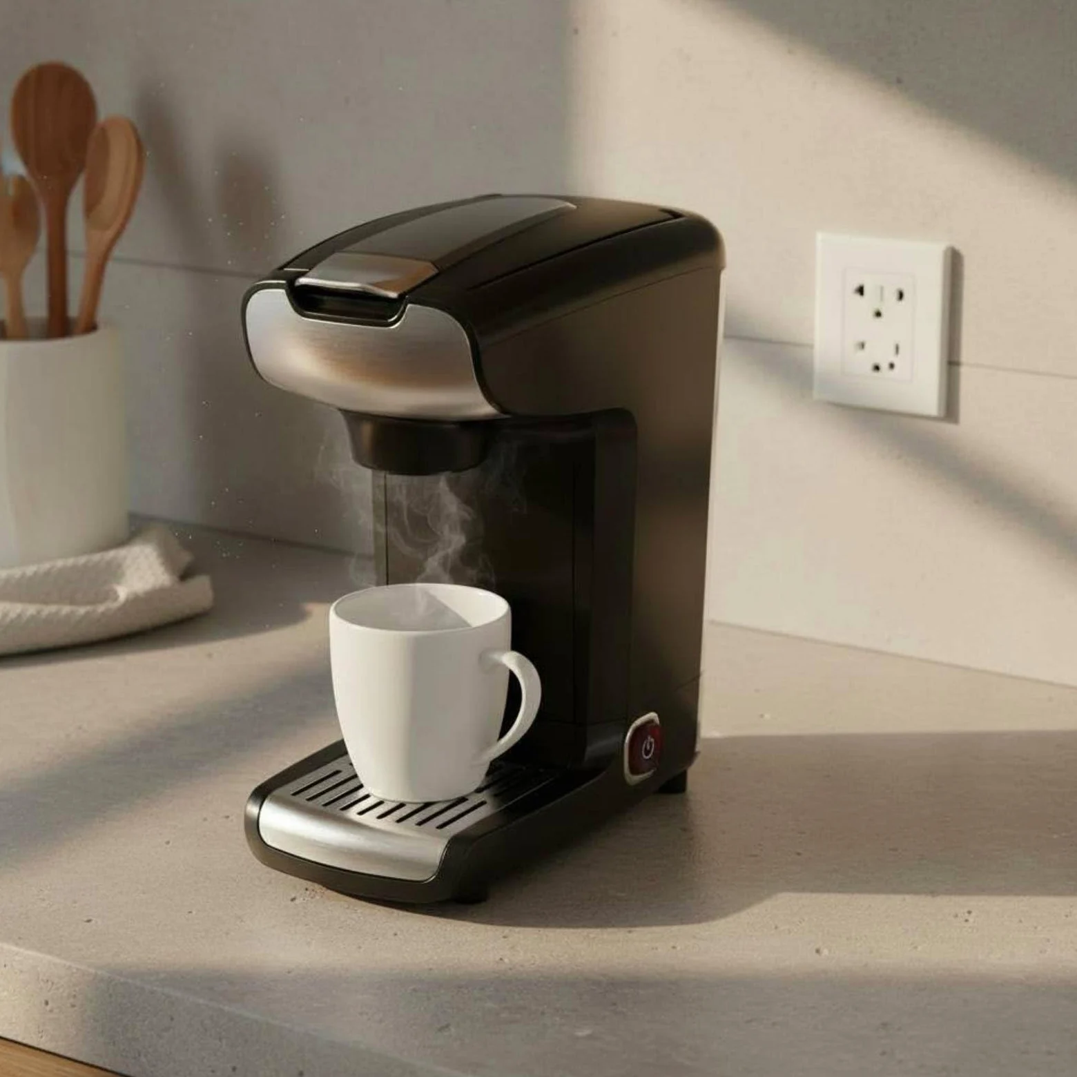 Cafetera Eléctrica Máquina de Café Individual 2 en 1 Cafetera de Cápsulas Cafetera de Filtro con Capacidad para Taza de 300ml Cuerpo Compacto y