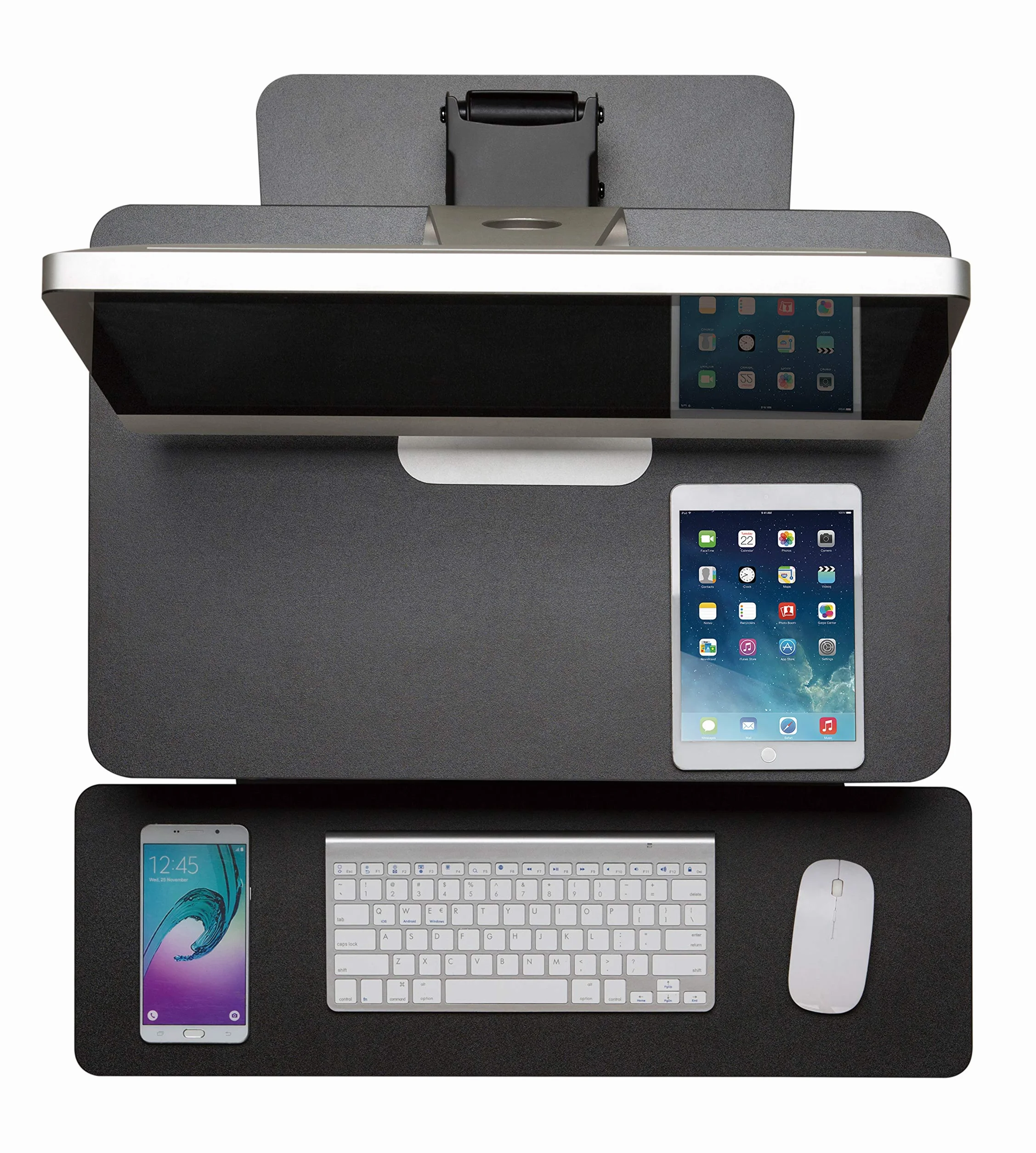 Maclean MC882 Base para Teclado y Monitor / Ordenador Portátil con Ajuste de Altura, Negro