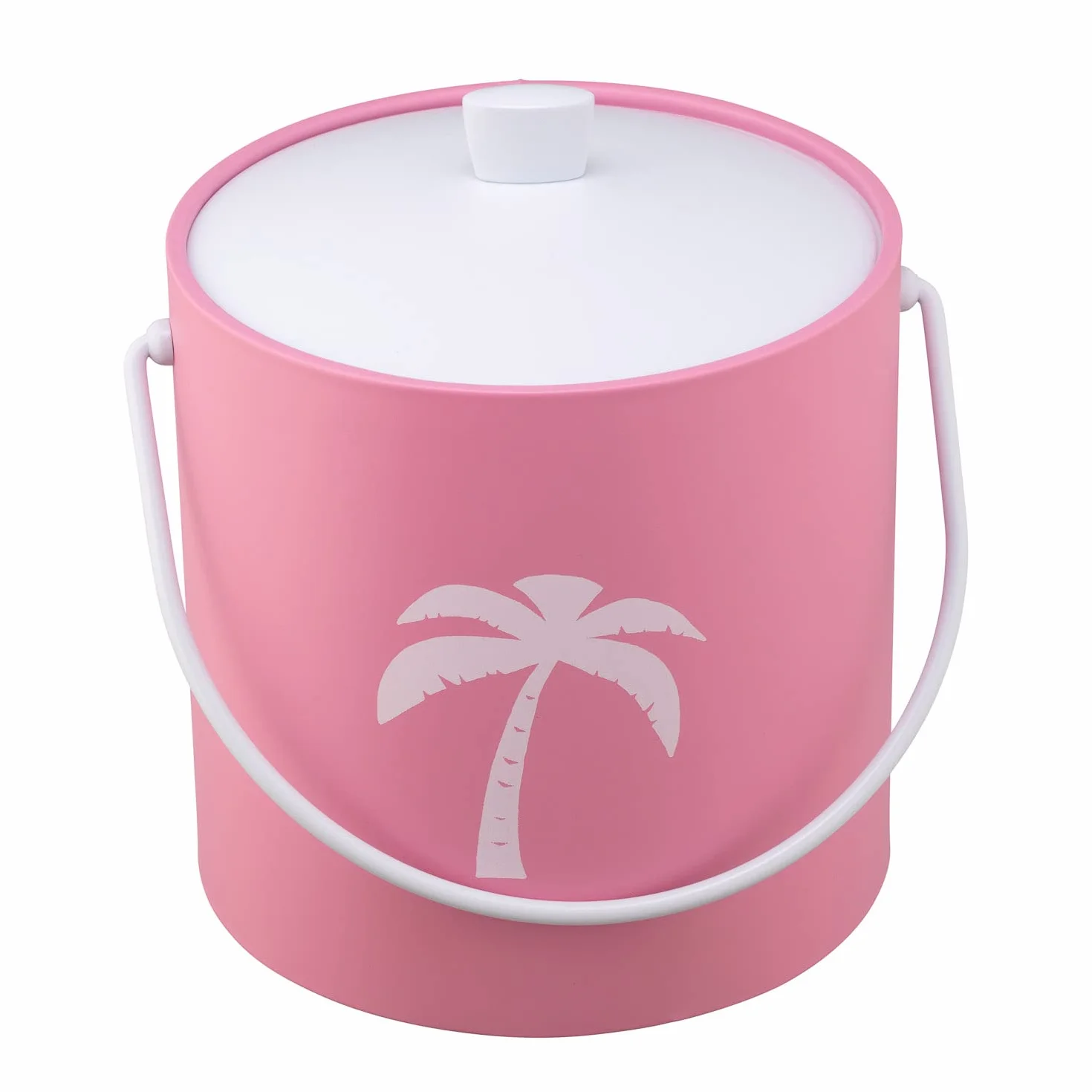 Kraftware Pastimes Collection 3qt Ice Bucket, Palm Tree, Pink Cubo de Hielo de 3 Cuartos, Piel sintética, Rosa