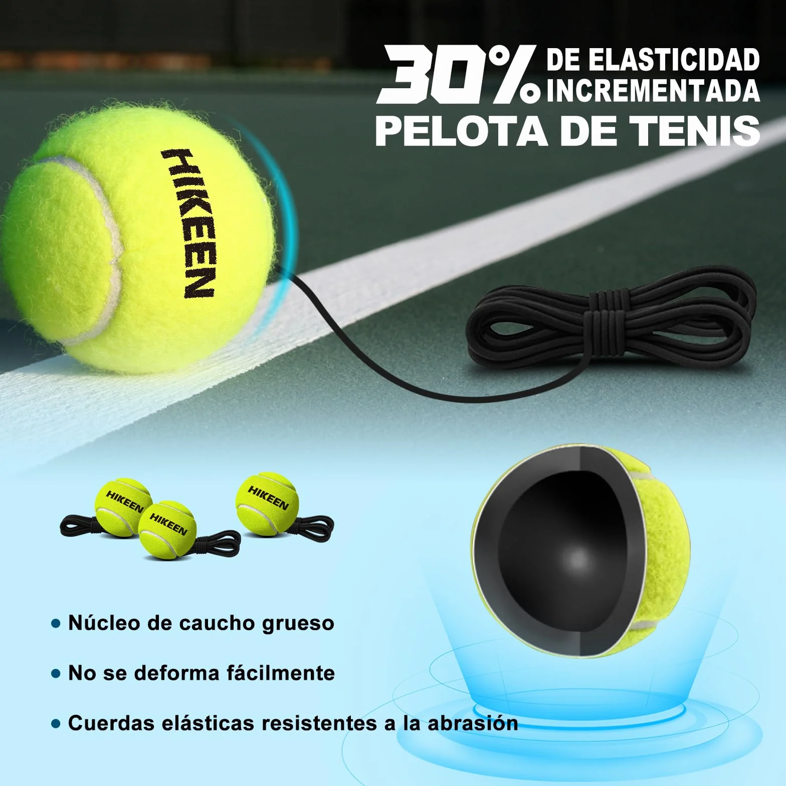BOOSTEADY Juego de Entrenamiento de Tenis Individual Portátil con 3 Pelotas de Cuerda Altamente Elásticas, Entrenamiento Tenis Equipo para Niños Adultos