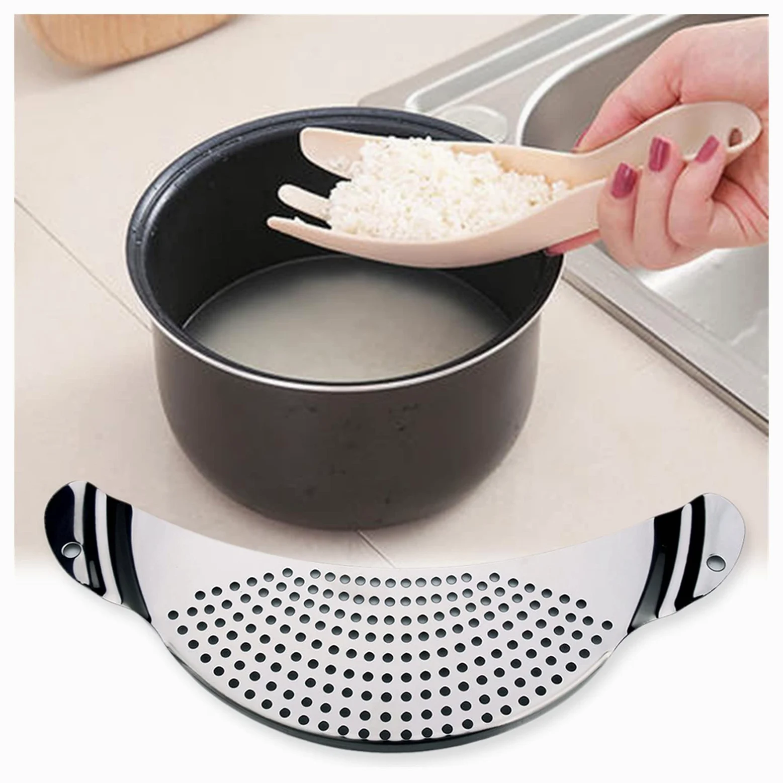 Colador Drenaje Cesta colador Olla Lado Embudo colador Acero Inoxidable Fugas a Prueba de Fugas Vegetal Lavado de Agua Filtro de Agua sartén Deflector Coladores de Alimentos
