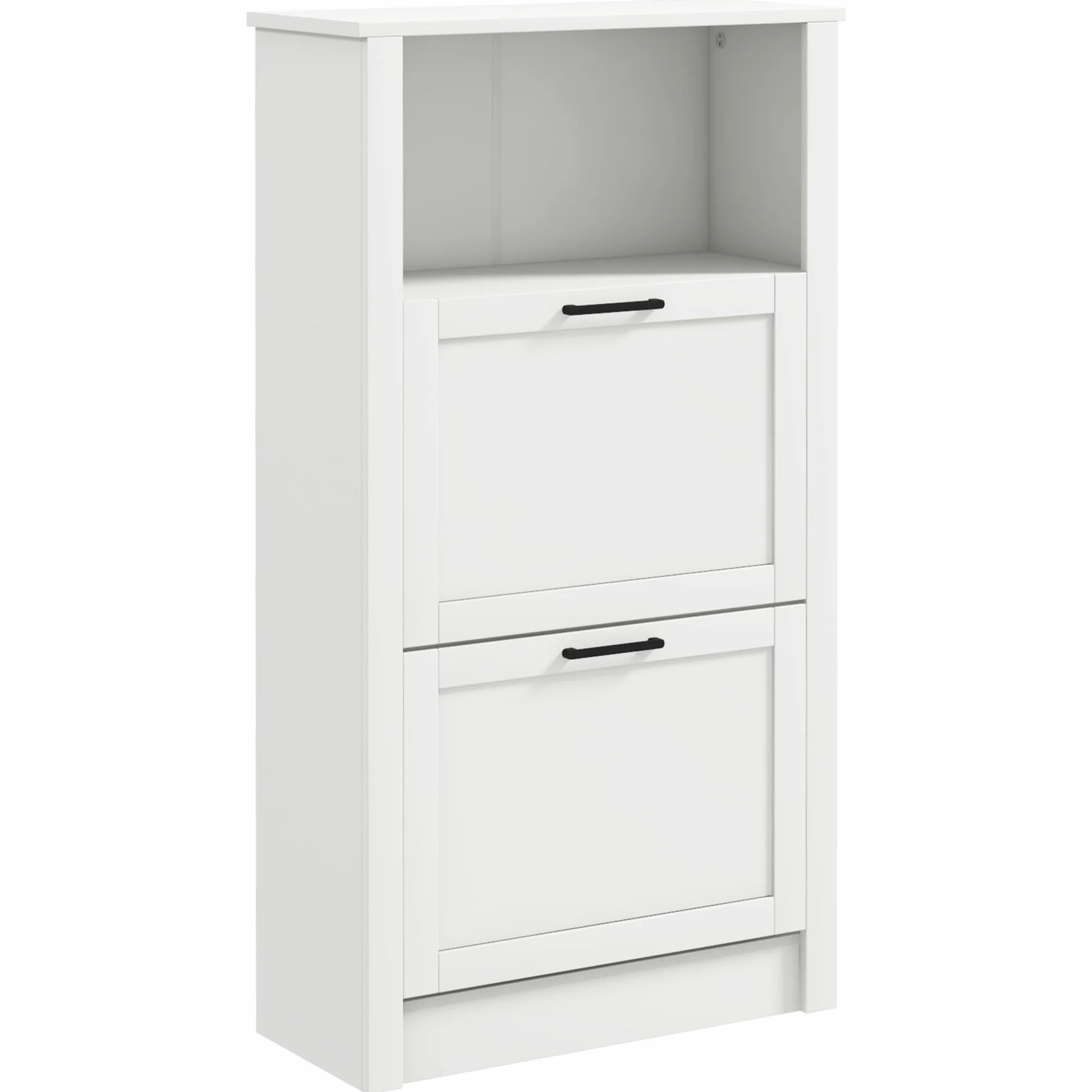 HOMCOM Zapatero Estrecho con 2 Puertas para 10 Pares 58x24x105 cm Blanco | Zapatero Entrada Recibidor, Estantes Ajustables, Compartimento Abierto