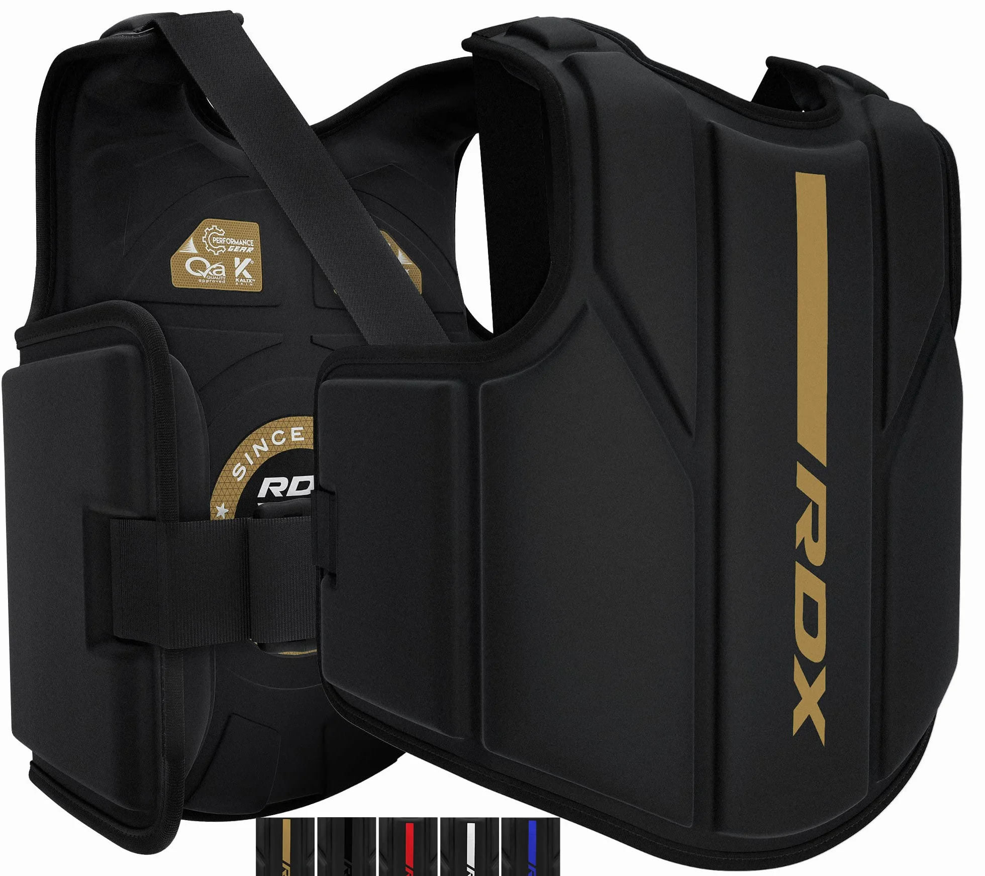 RDX Protector de Pecho Maya Hide Cuero Acolchado Ajustable para Muay Thai Kickboxing Artes Marciales