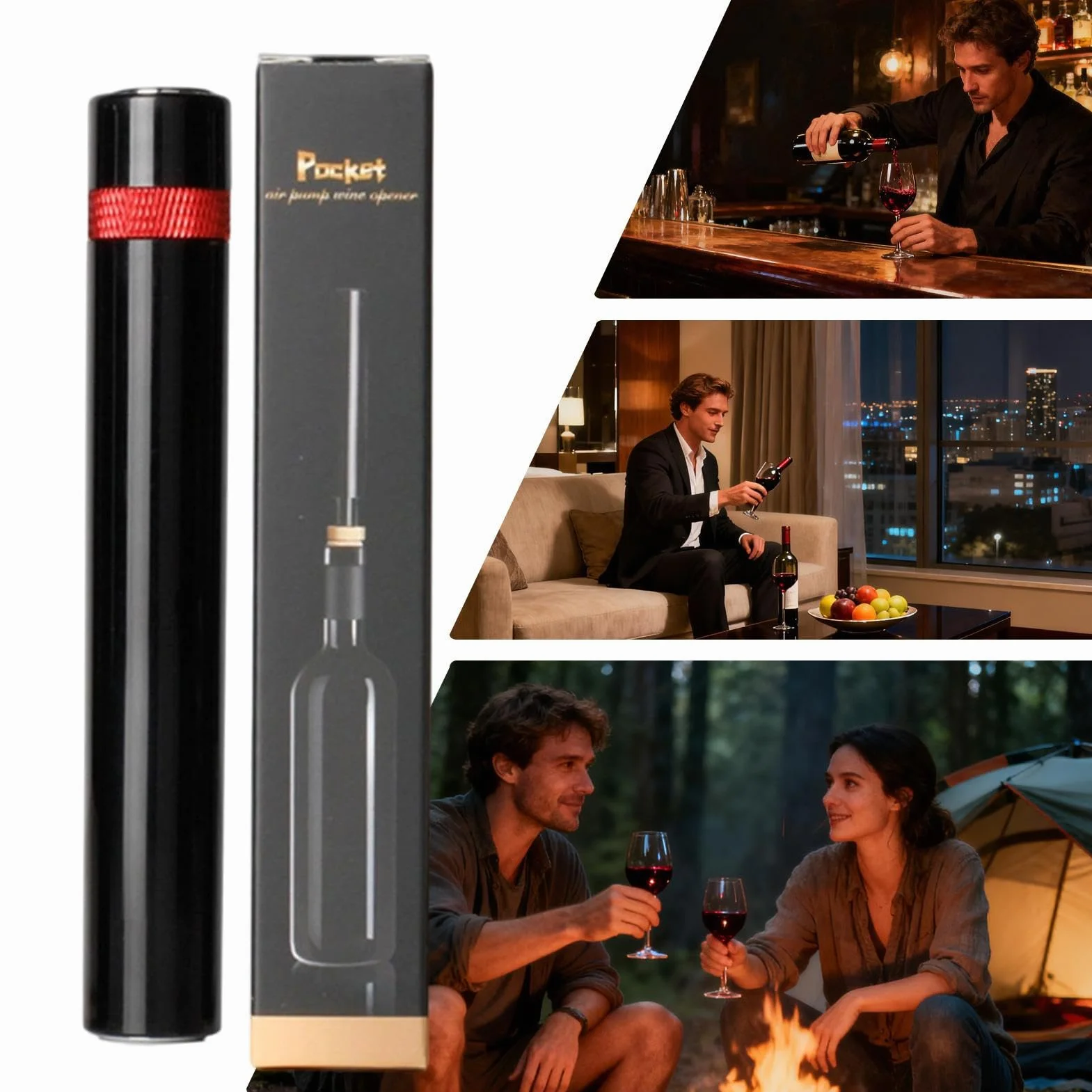 Para vino – Pinza tipo aguja – Bomba de presión de aire para botella, para cocina, hogar, restaurante, bar al aire libre, picnic, hotel, cena, , reunión