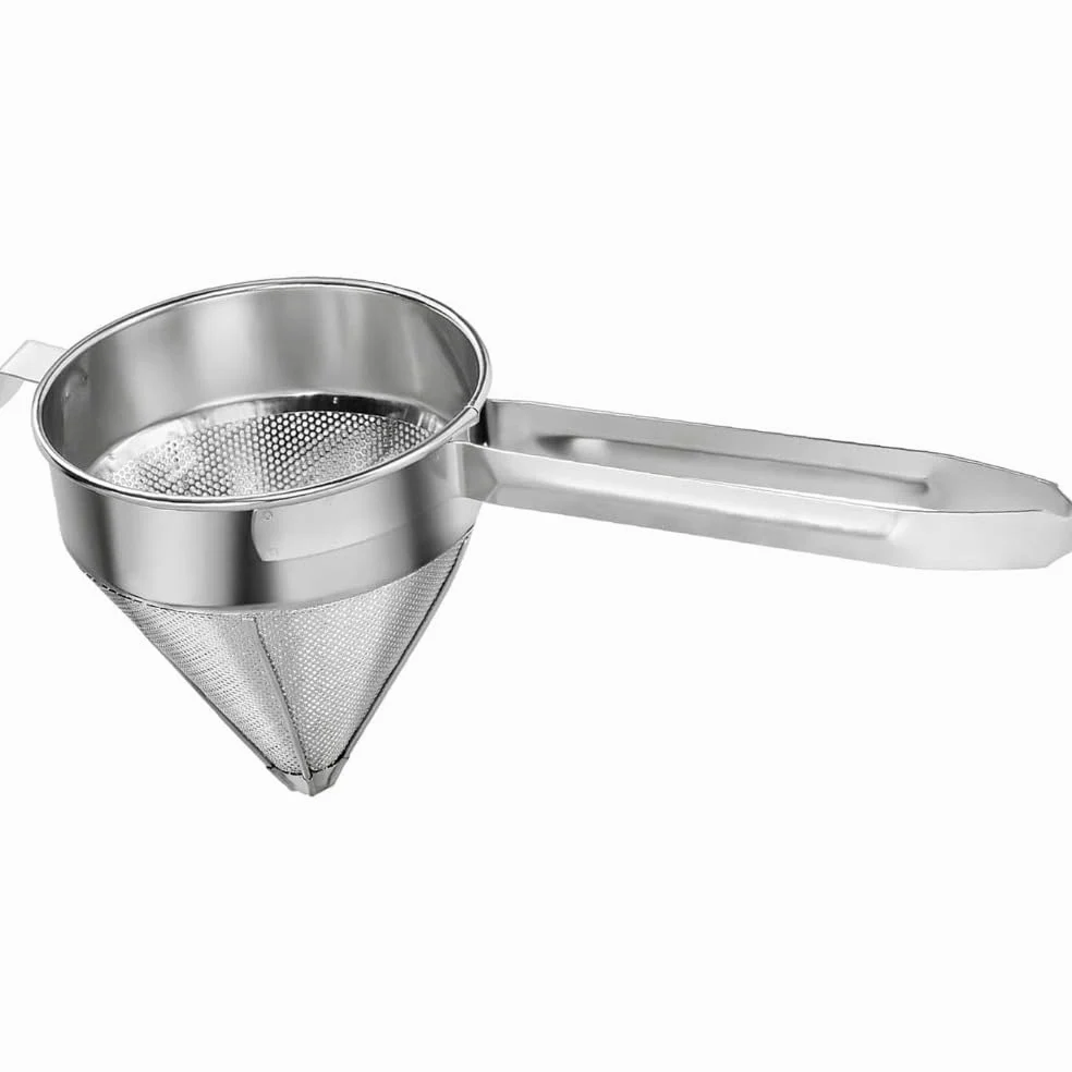 Tamiz de acero inoxidable de malla fina, tamiz cónico de China y colador de puré para cocina y cocina