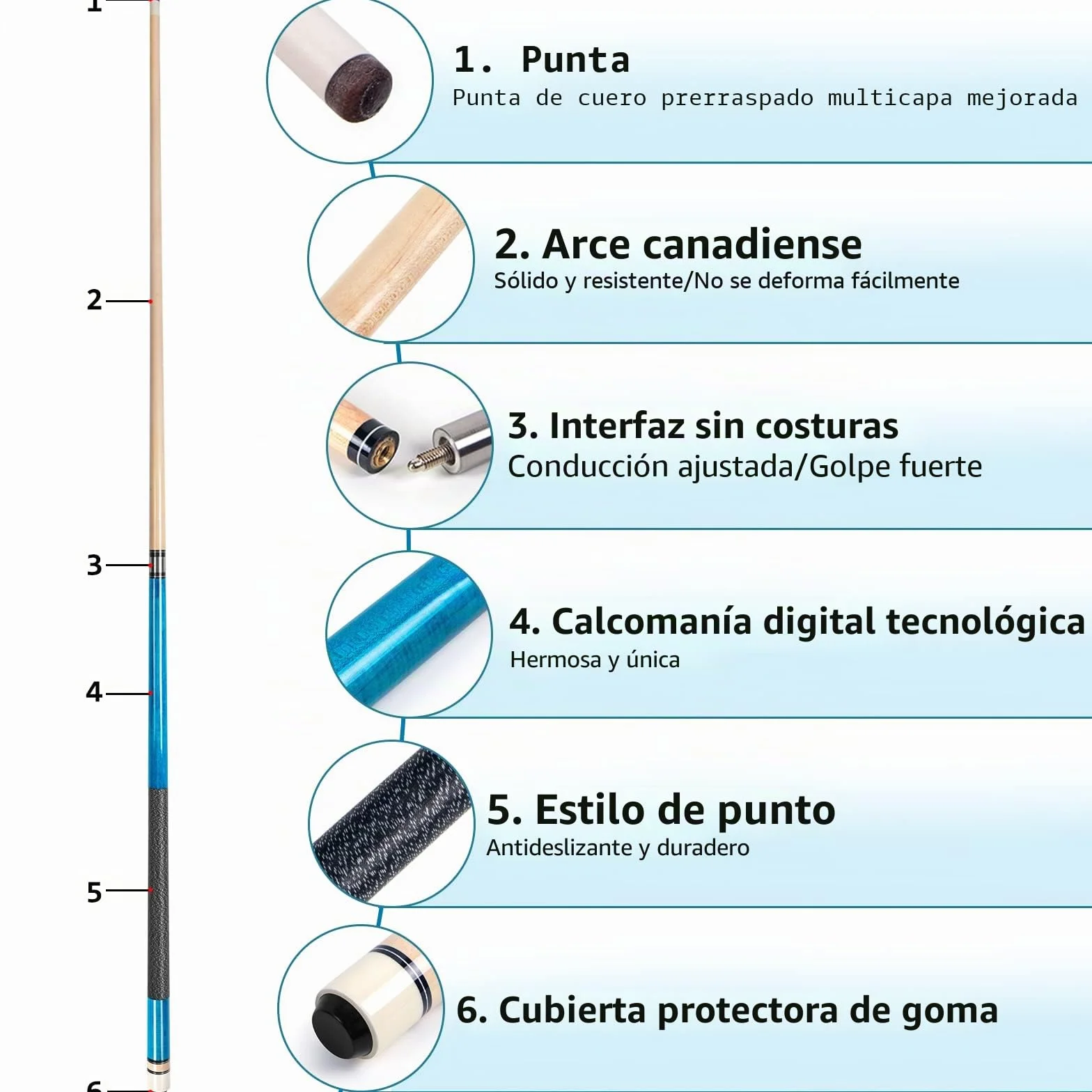 AKLOT Taco de Billar de 58 Pulgadas, Palo de Billar de Madera de Arce Canadiense, 18-21 onzas